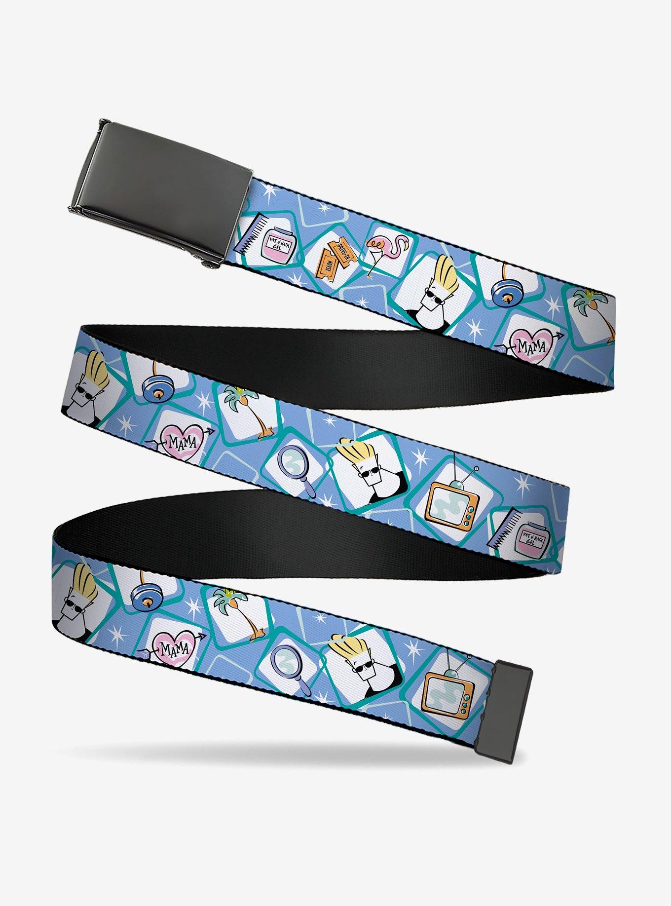 Johnny Bravo Icon Blocks Collage Clamp Buckle Belt, , hi-res