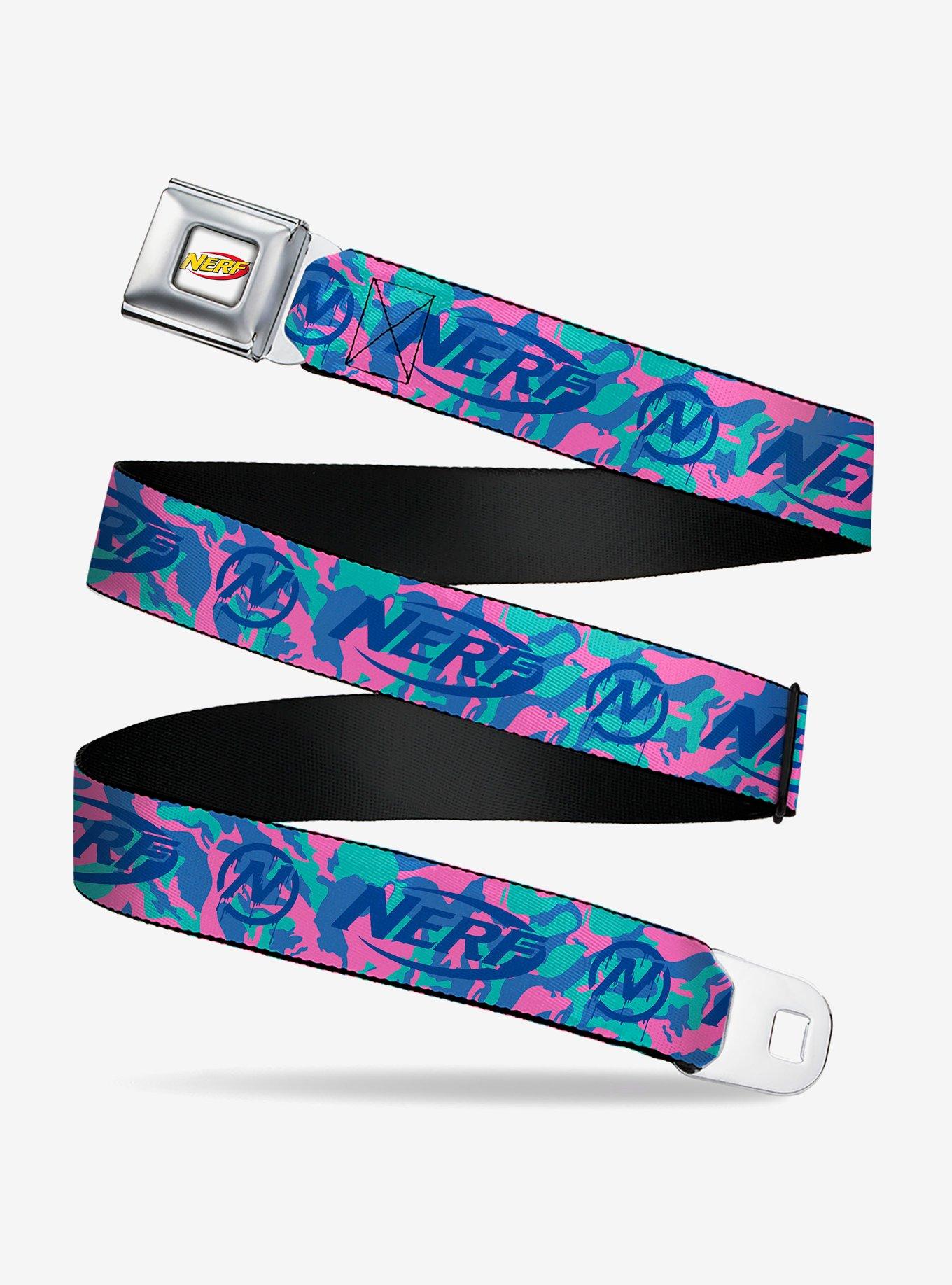Nerf Logo and Icon Camo Seatbelt Buckle Belt, , hi-res