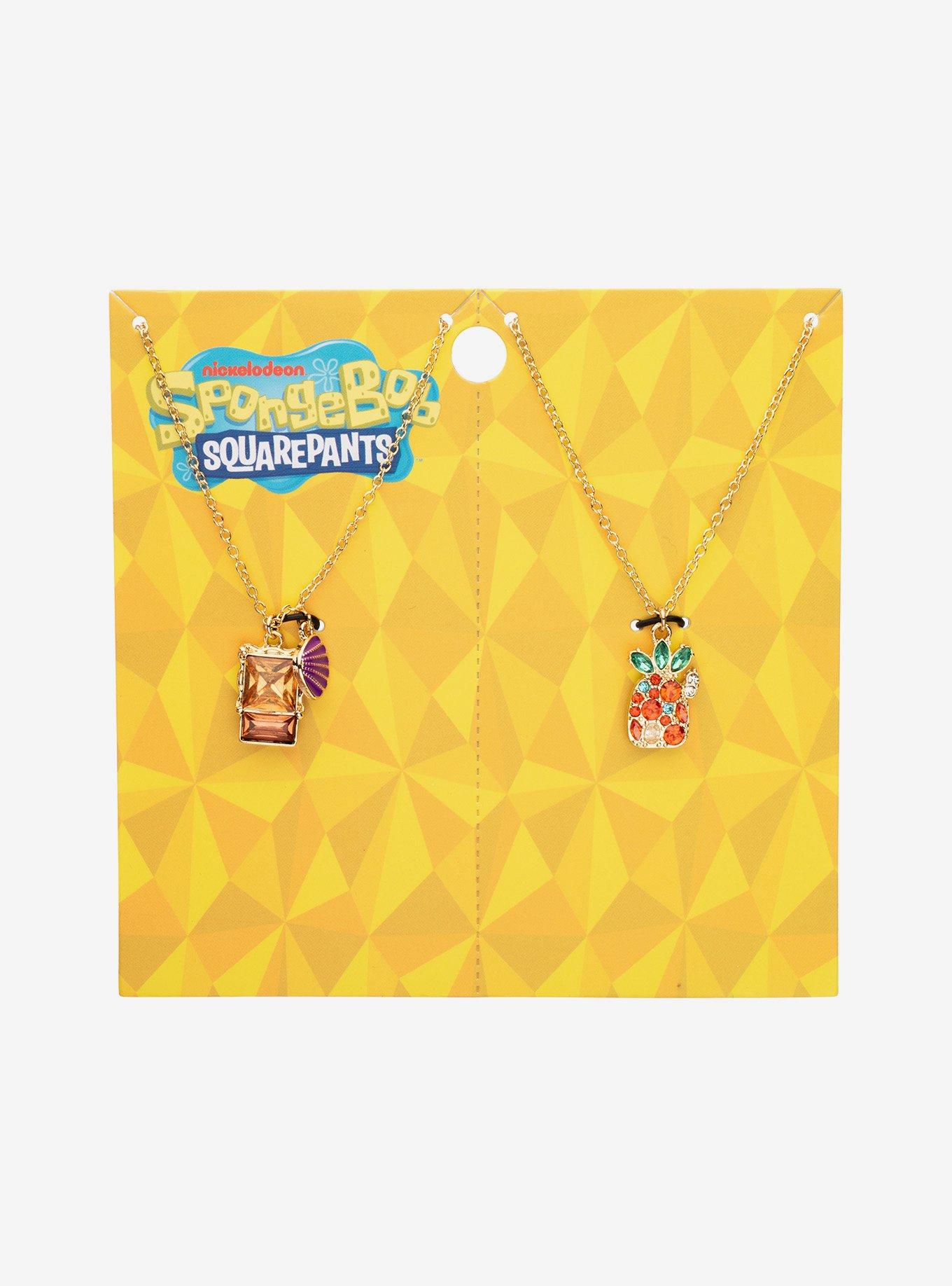 SpongeBob SquarePants Bling SpongeBob & Pineapple Best Friend Necklace Set, , hi-res