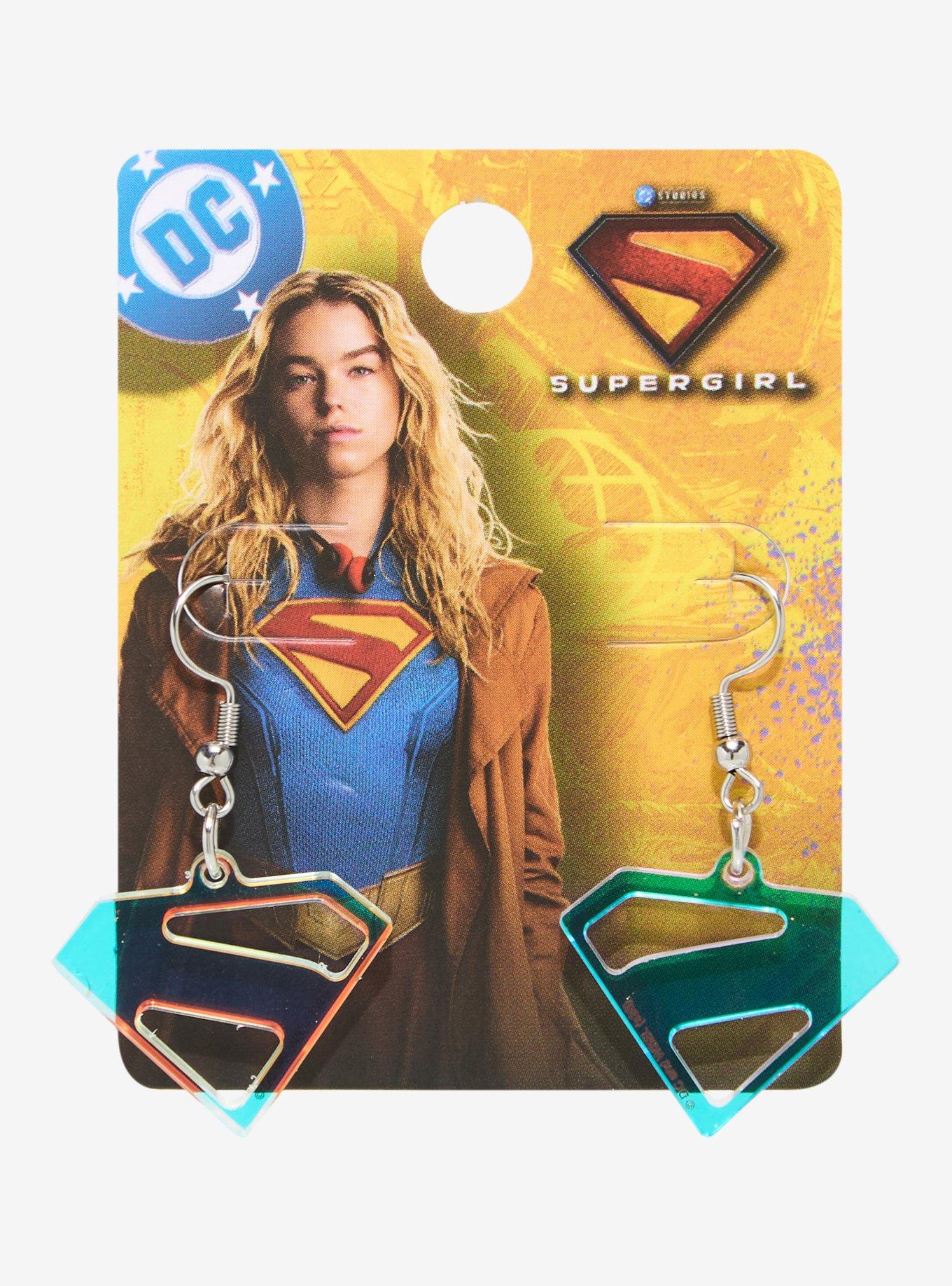DC Comics Supergirl Logo Drop Earrings, , hi-res