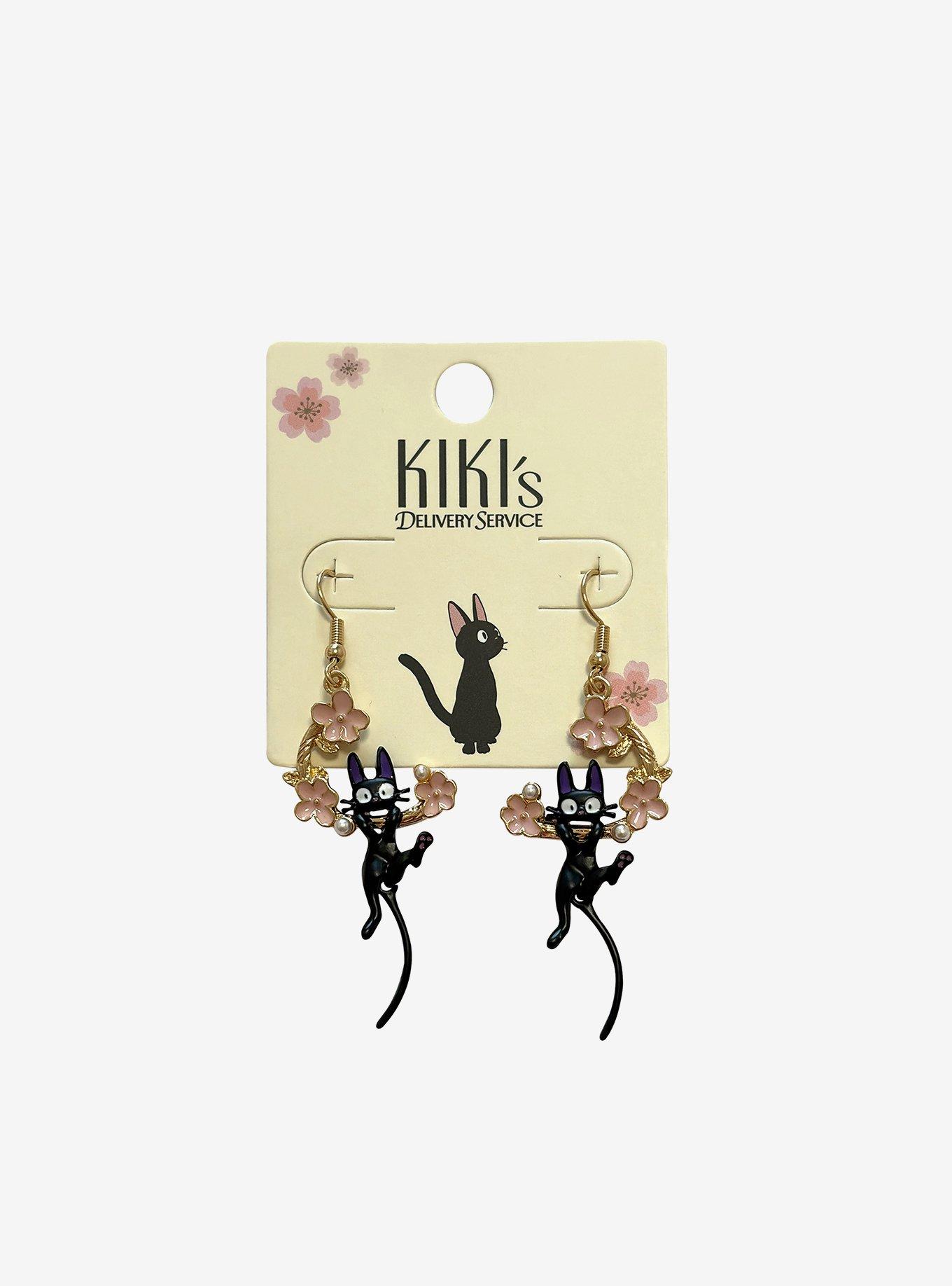 Studio Ghibli&reg; Kiki's Delivery Service Jiji Sakura Drop Earrings, , hi-res
