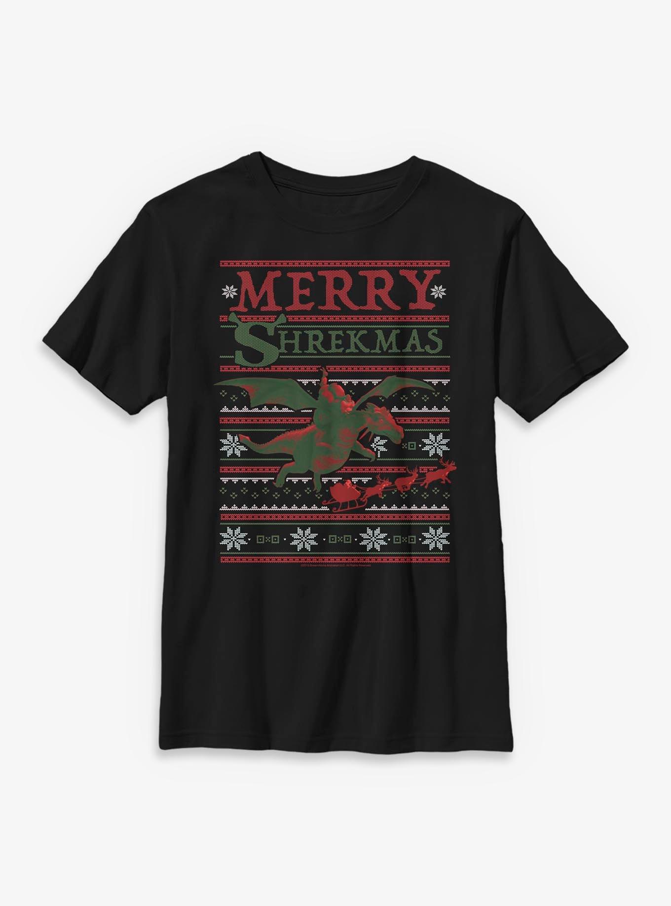 Shrek Merry Shrekmas Dragon Ugly Christmas Sweater Style Youth T-Shirt, , hi-res