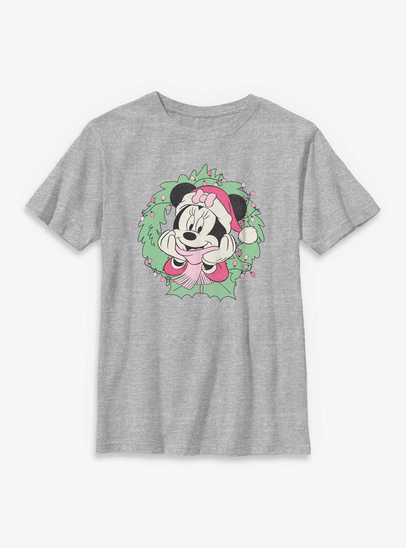 Disney Minnie Mouse Wreath Face Youth T-Shirt, , hi-res