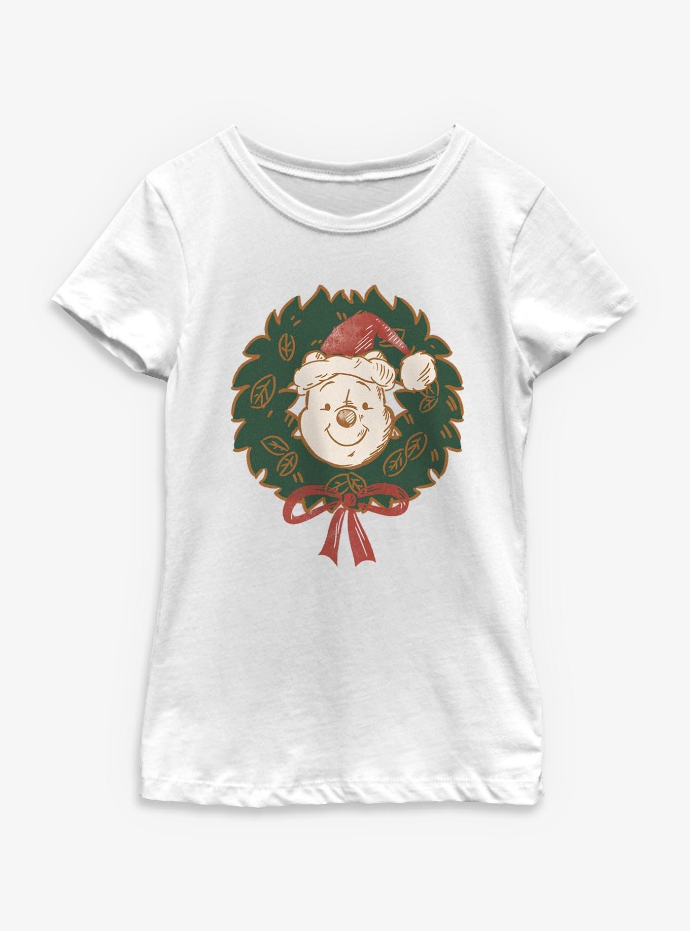 Disney Winnie The Pooh Wreath Christmas Youth Girls T-Shirt, , hi-res