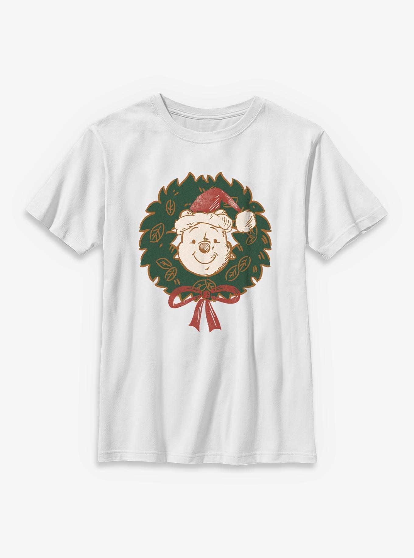 Disney Winnie The Pooh Wreath Christmas Youth T-Shirt, , hi-res