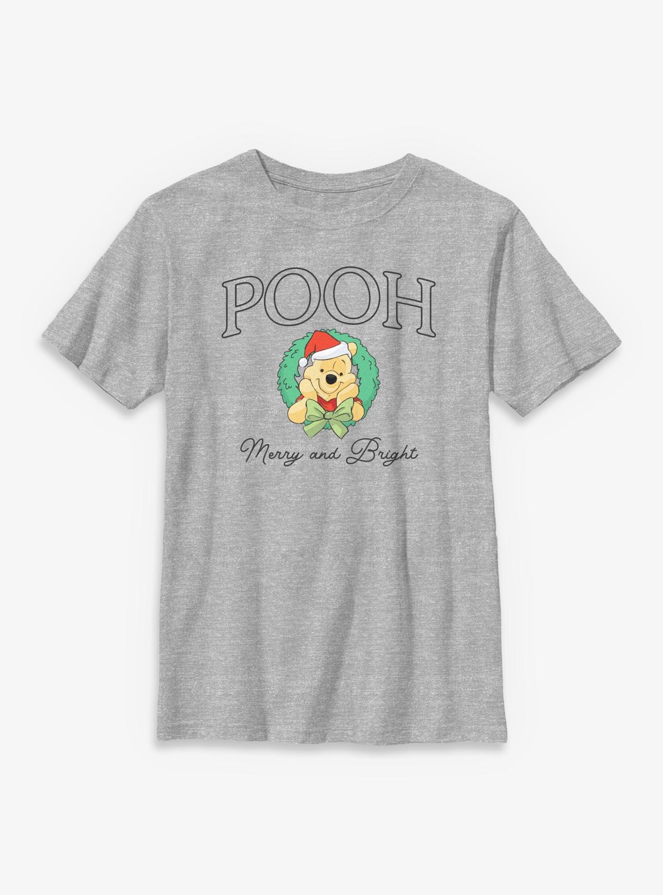 Disney Winnie The Pooh Merry and Bright Wreath Youth T-Shirt, , hi-res