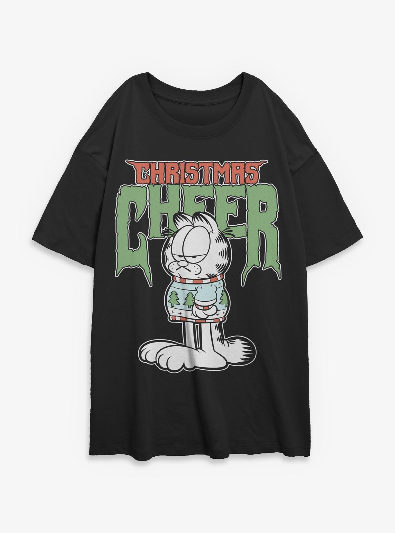 Garfield Chrsitmas Cheer Metal Holiday Womens Oversized T-Shirt, , hi-res