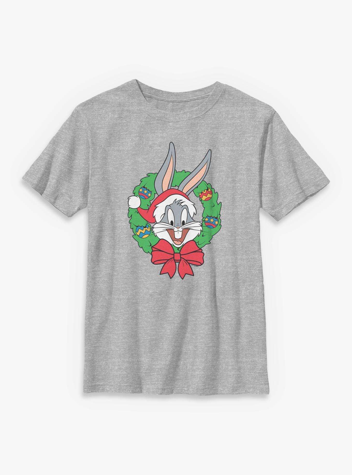 Looney Tunes Bugs Bunny Christmas Wreath Youth T-Shirt, , hi-res
