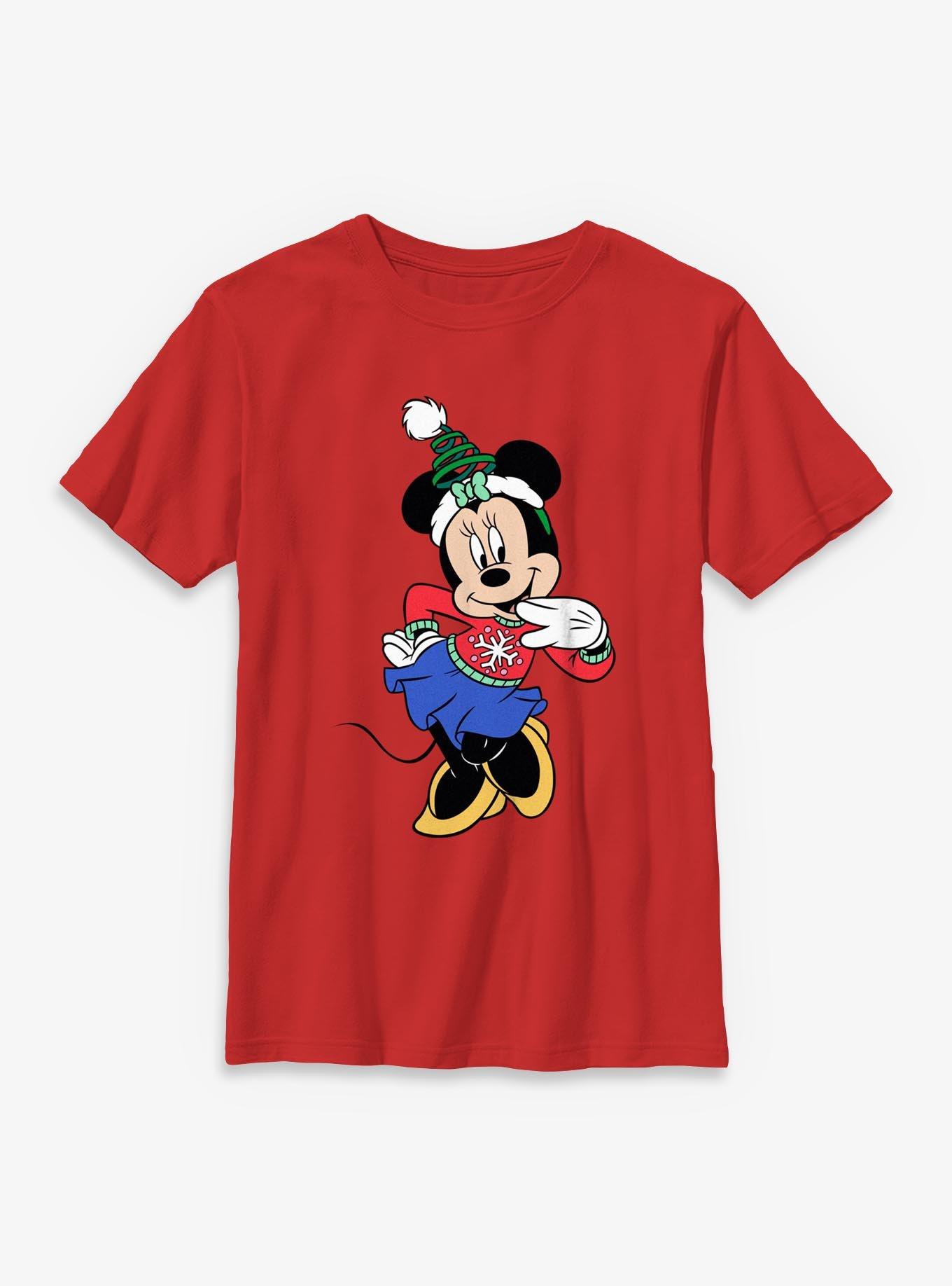 Disney Minnie Mouse Holiday Pose Youth T-Shirt, , hi-res