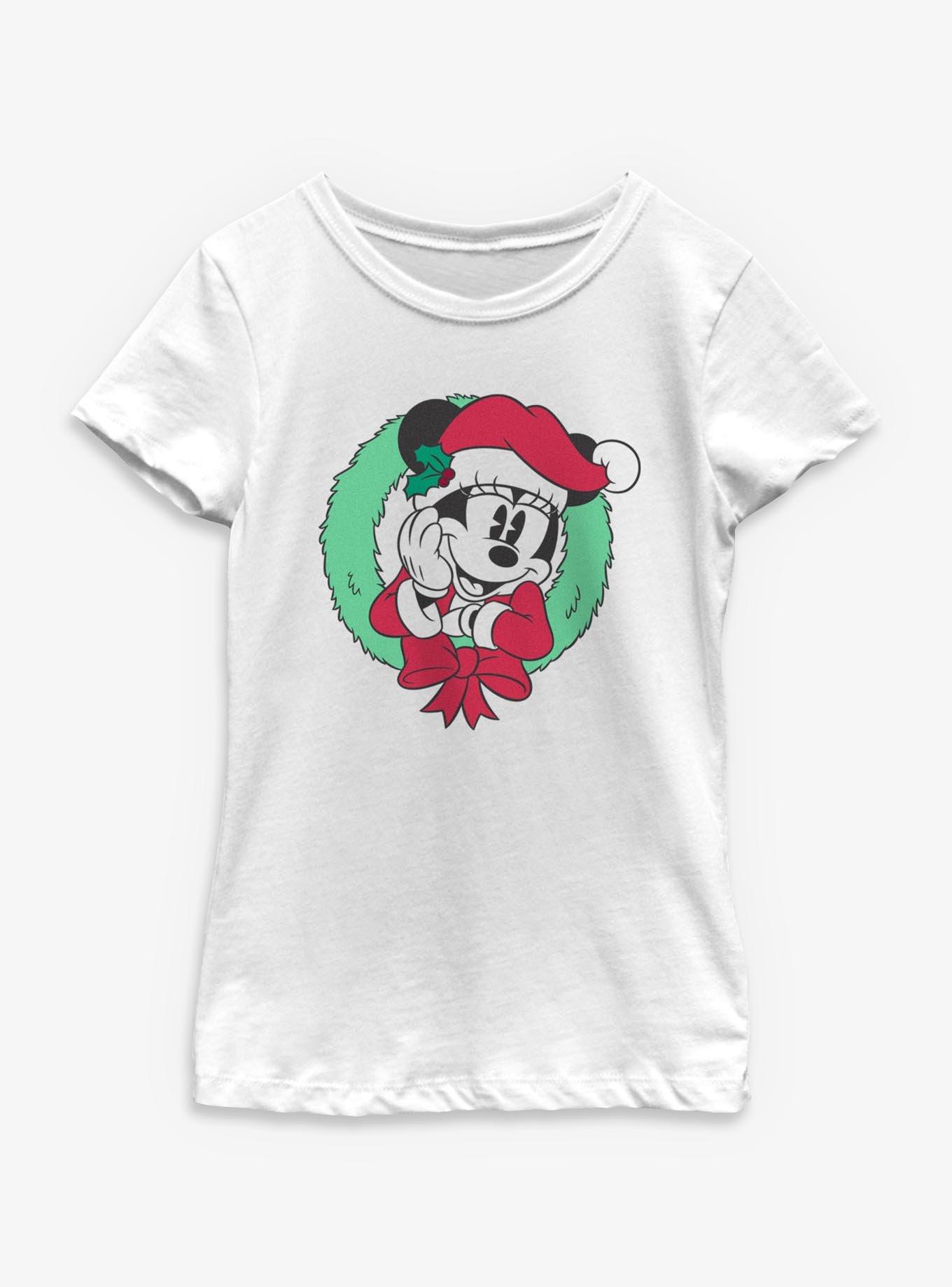 Disney Minnie Mouse Wreath Face Youth Girls T-Shirt, , hi-res