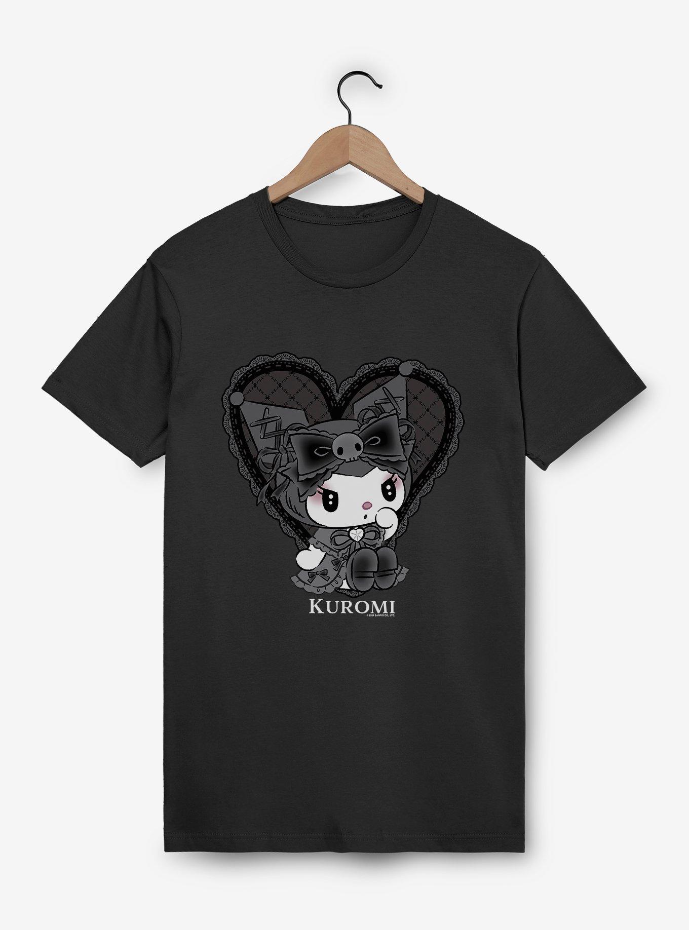Kuromi Lacey Black Heart T-Shirt, , hi-res