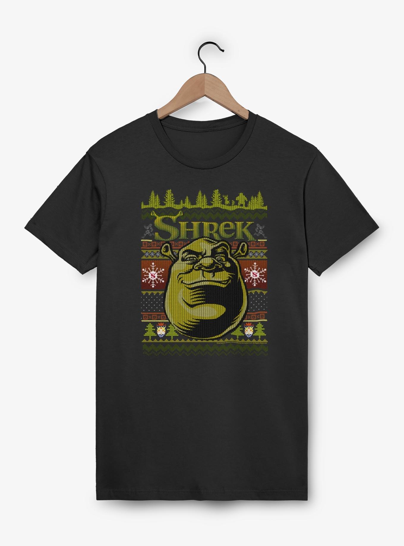 Shrek Face Ugly Christmas Sweater Style T-Shirt, , hi-res