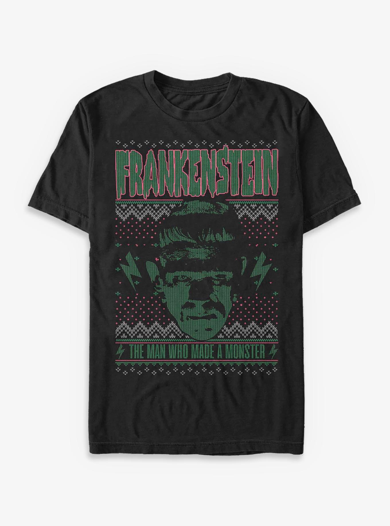 Universal Monsters Frankenstein Ugly Christmas Sweater Style T-Shirt, , hi-res
