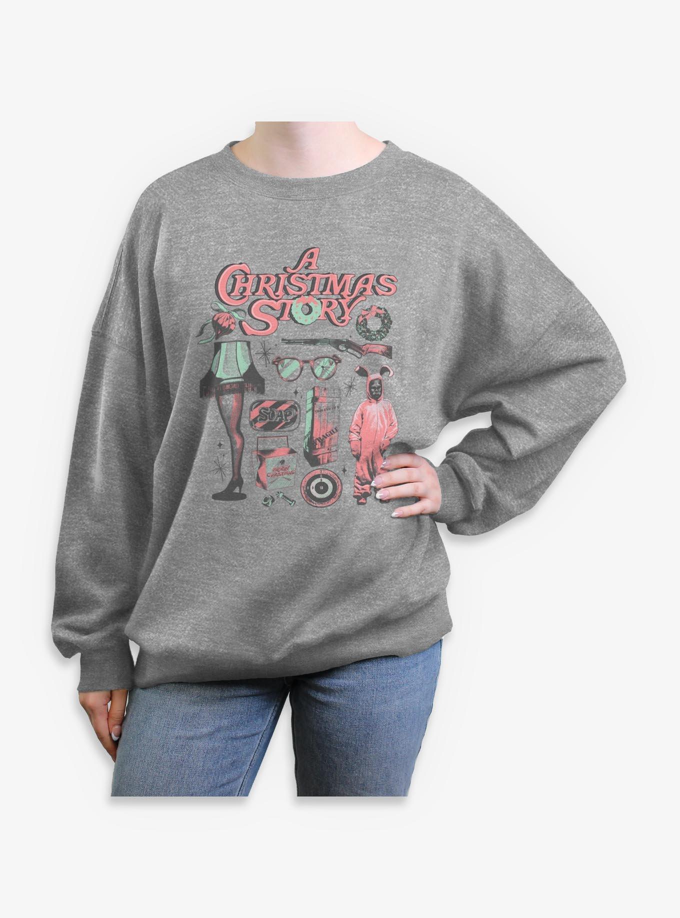 A Christmas Story Festive Icons Womens Oversized Sweatshirt, , hi-res