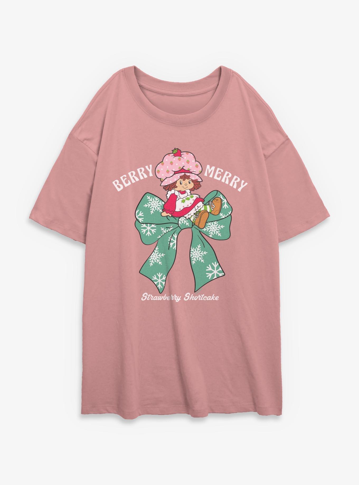 Strawberry Shortcake Berry Merry Bow Womens Oversized T-Shirt, , hi-res