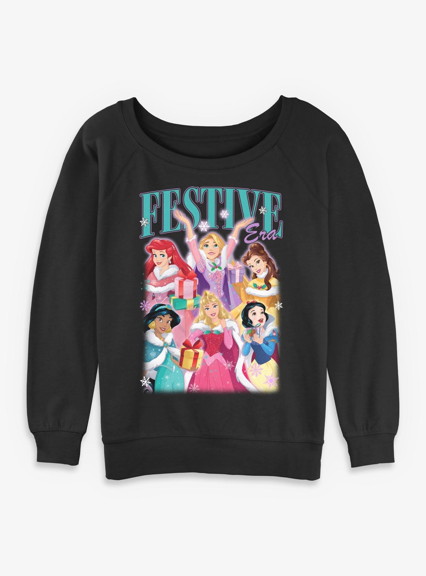 Disney Princesses Festive Era Girls Slouchy Sweatshirt