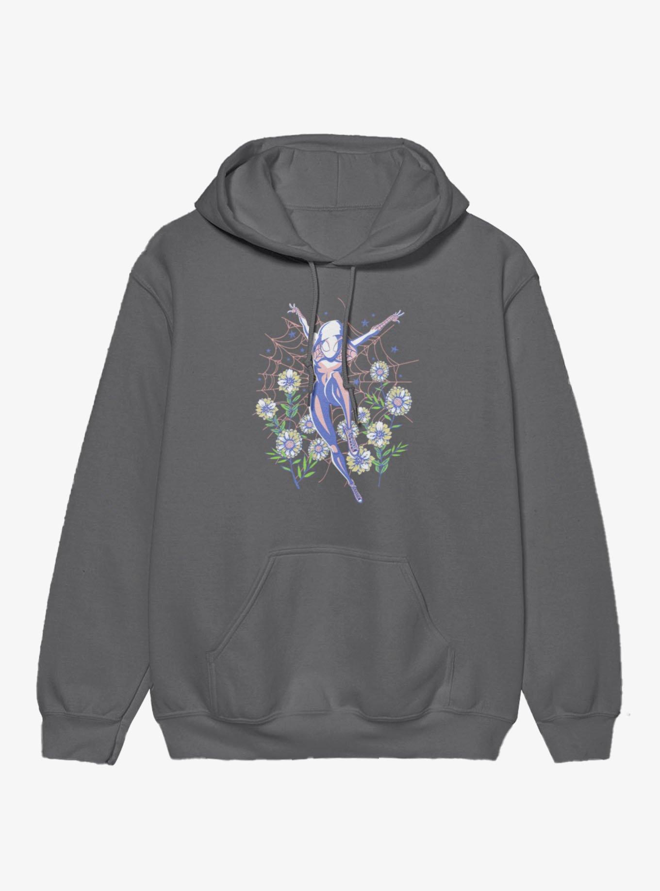 Marvel Spider-Gwen Ghost Spider Floral Web Hoodie Hot Topic Exclusive, , hi-res