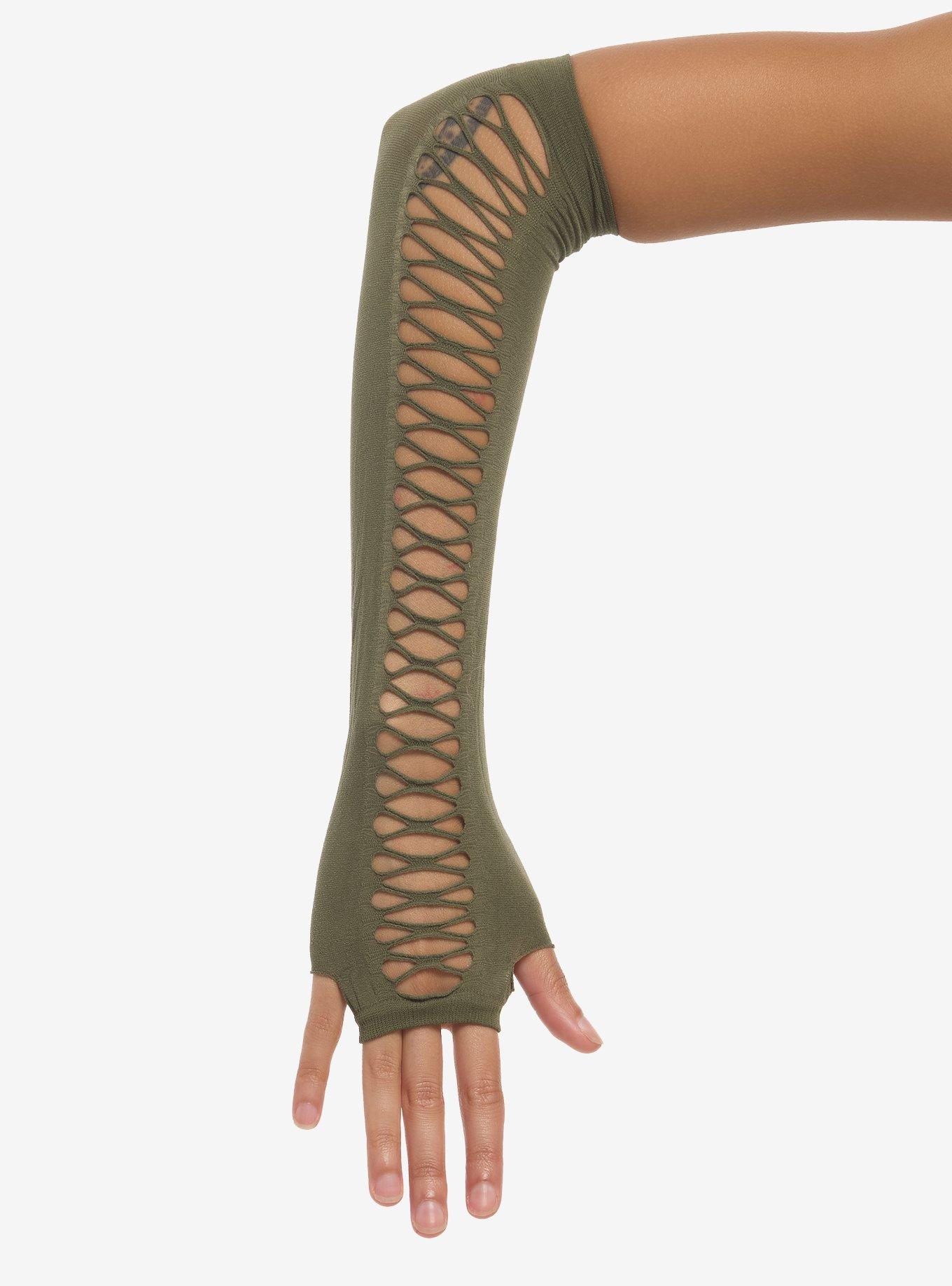Green Cutout Arm Warmers, , hi-res