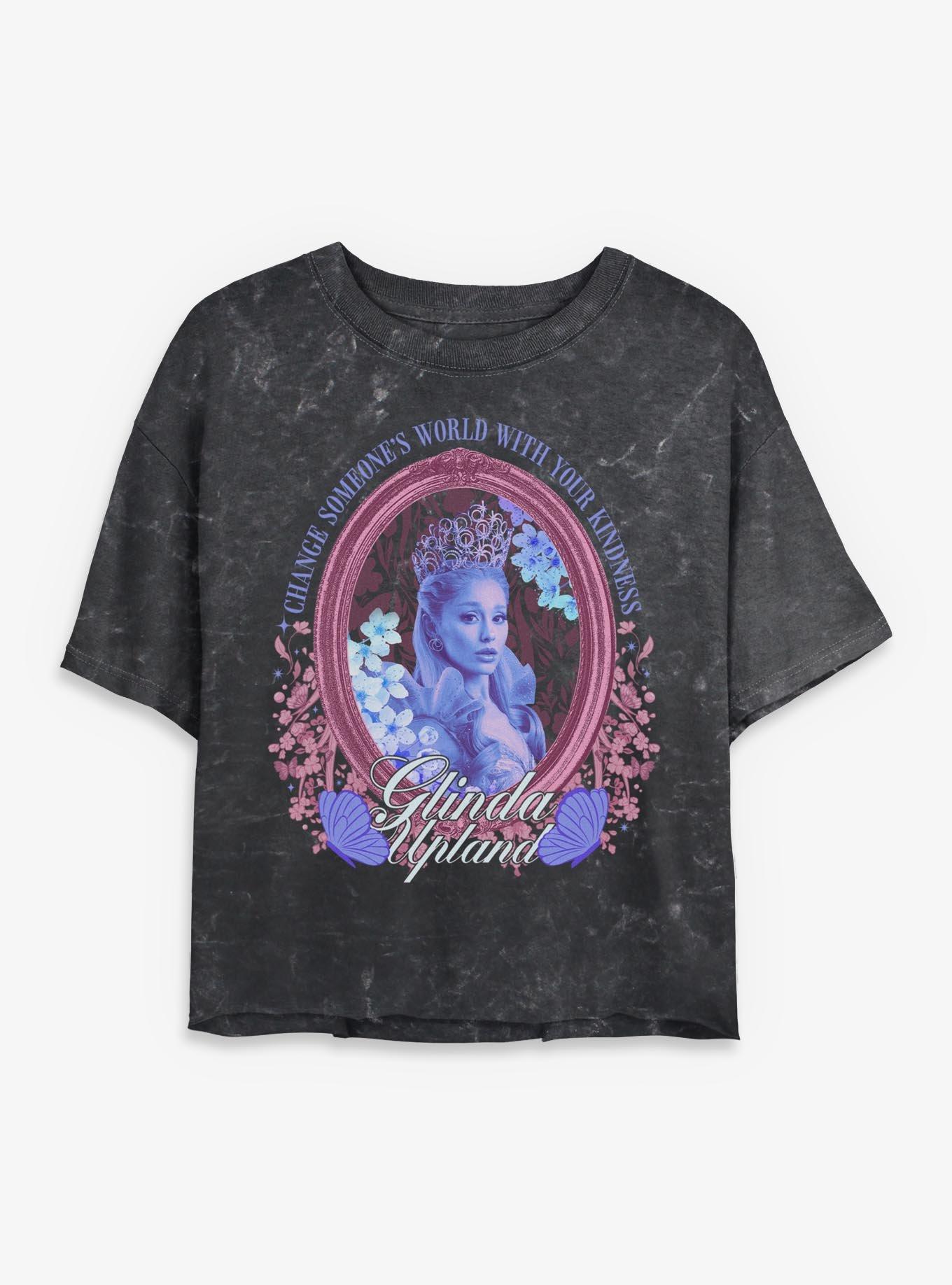 Wicked Glinda Be Kind Mineral Wash Girls Crop T-Shirt Hot Topic Exclusive, , hi-res
