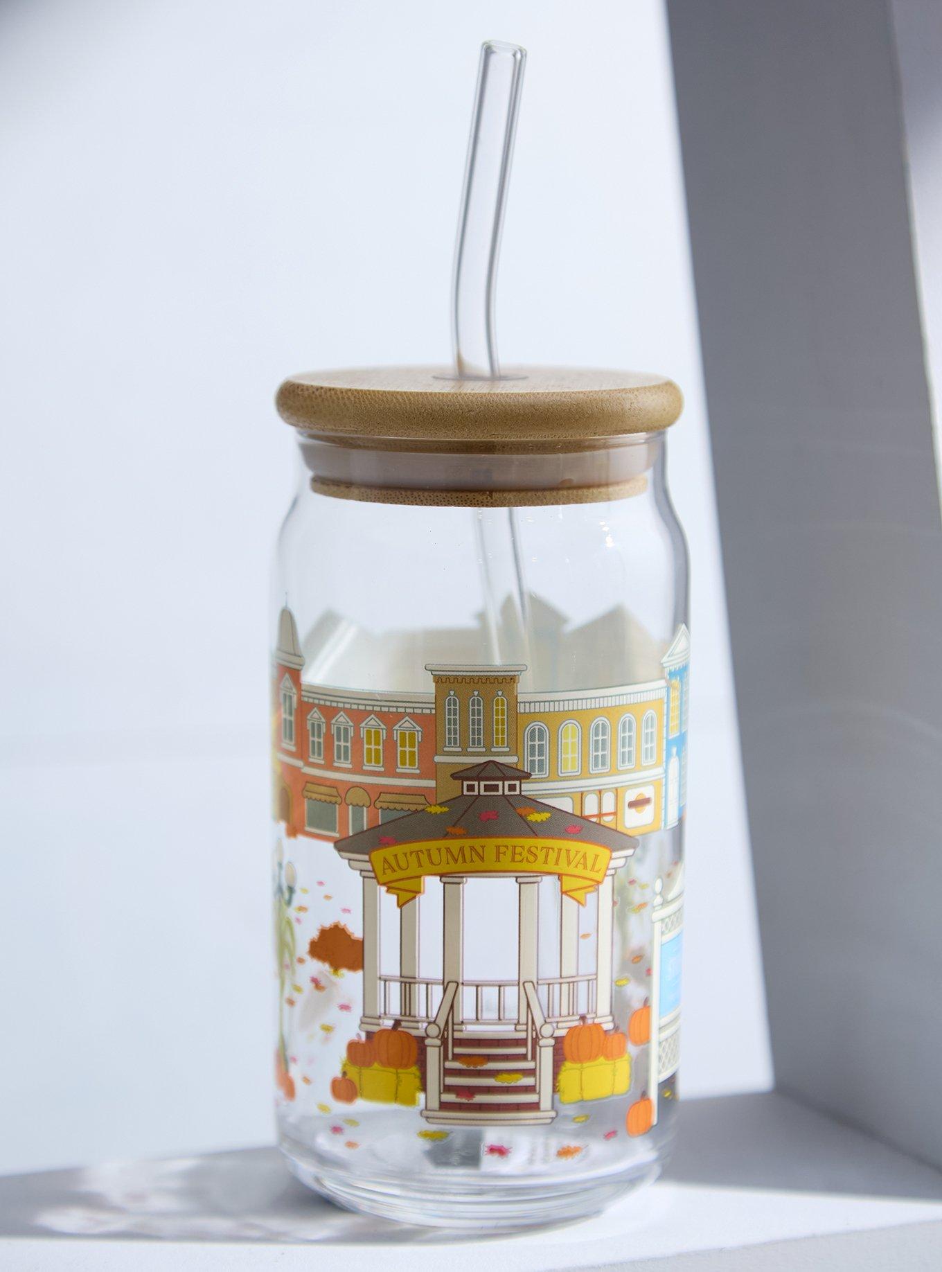 Gilmore Girls Star Hollow Autumn Festival Glass Cup with Straw - BoxLunch Exclusive, , hi-res