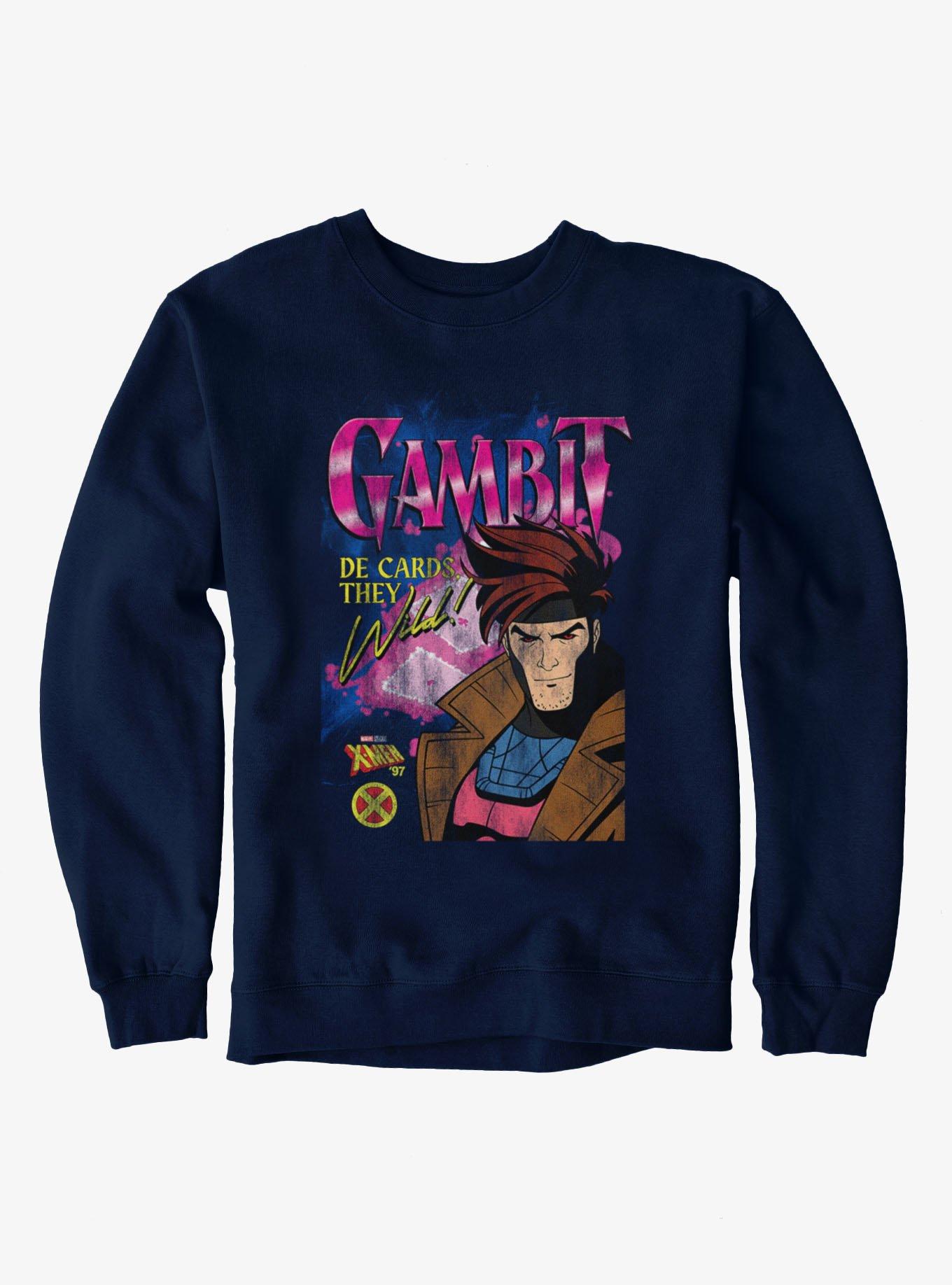 Marvel X-Men '97 Gambit Cards They Wild Sweatshirt Hot Topic Exclusive, , hi-res