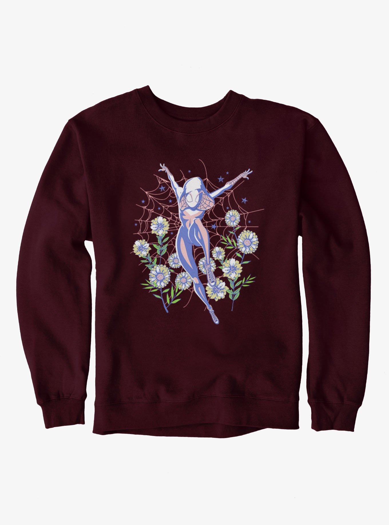 Marvel Spider-Gwen Ghost Spider Floral Web Sweatshirt Hot Topic Exclusive