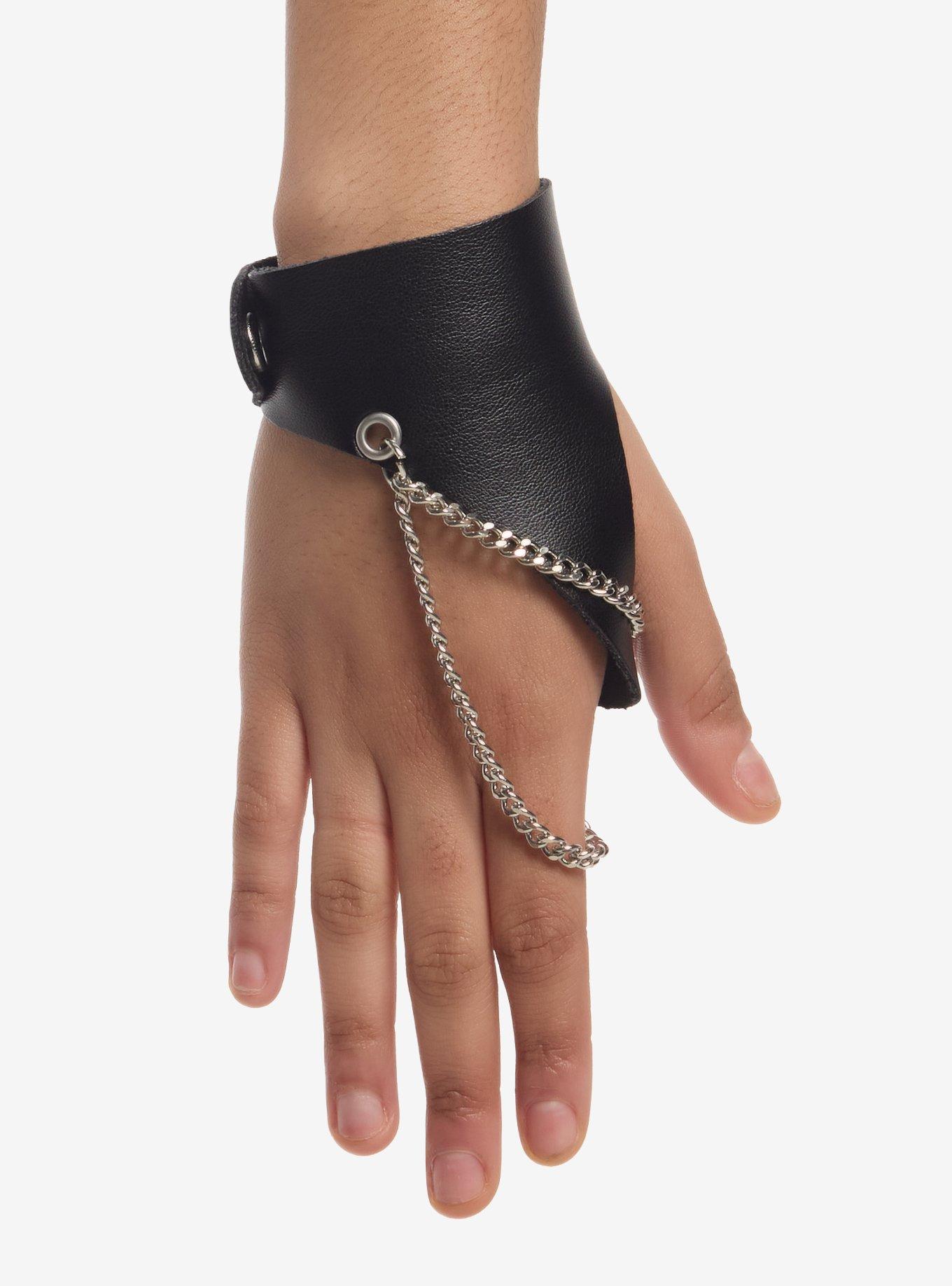 Faux Leather Chain Hand Harness, , hi-res