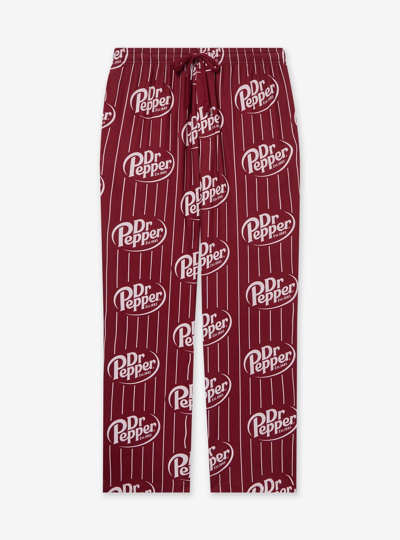 Dr. Pepper Logo Allover Print Striped Plus Size Sleep Pants â€” BoxLunch Exclusive