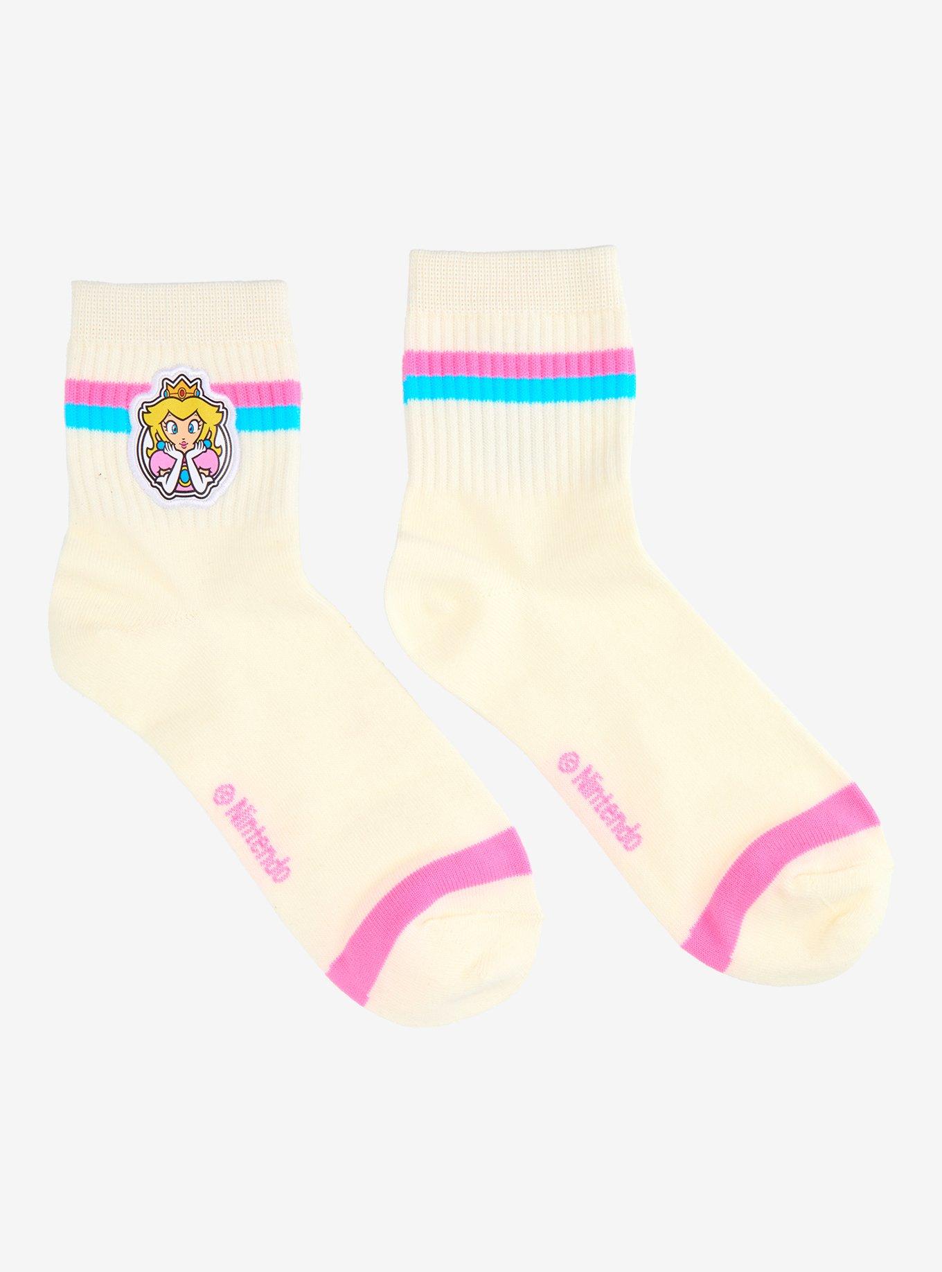 Nintendo Super Mario Bros. Princess Peach Embroidered Quarter Crew Socks - BoxLunch Exclusive, , hi-res
