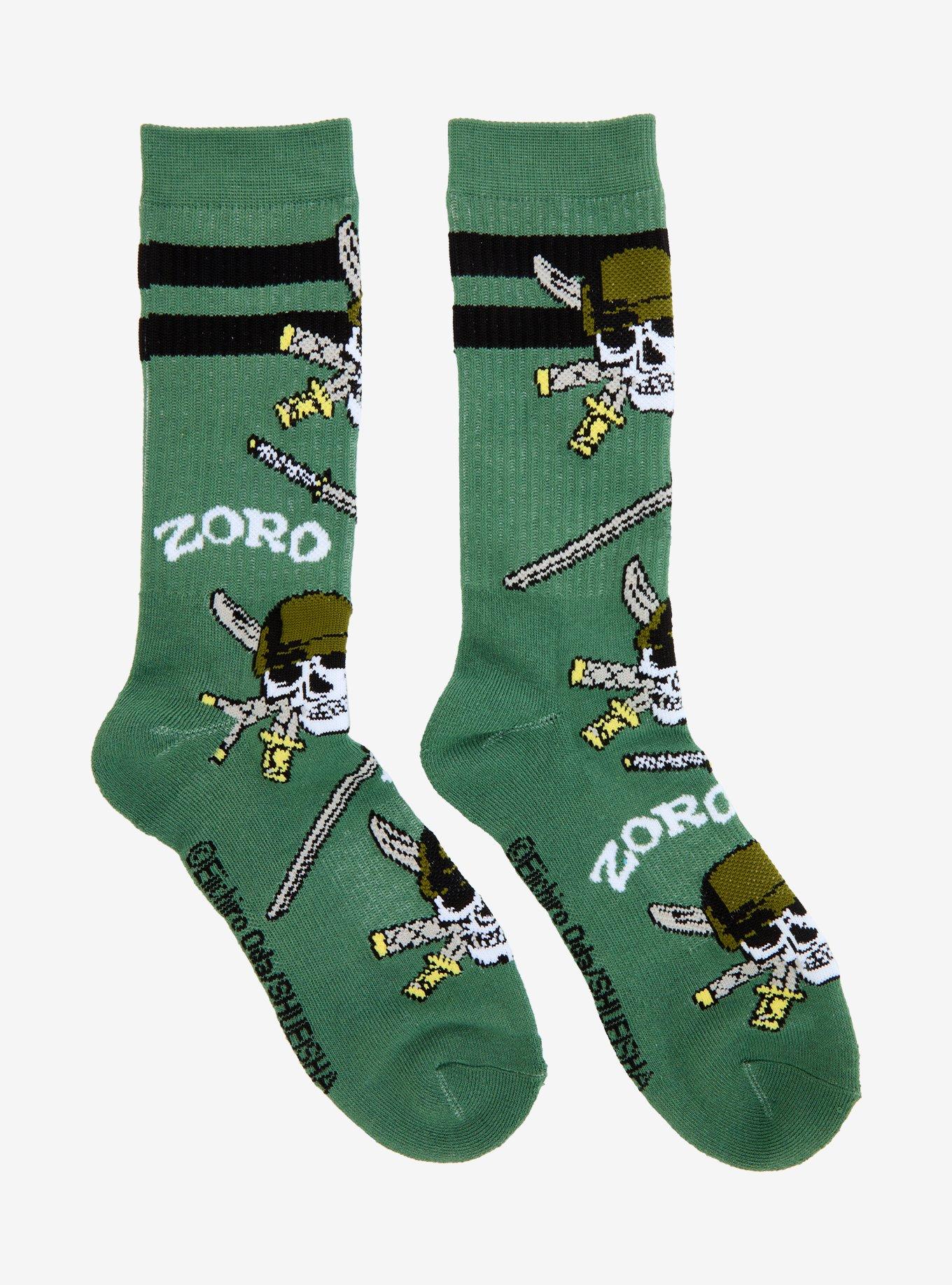 One Piece Zoro Jolly Roger Allover Print Crew Socks - BoxLunch Exclusive, , hi-res