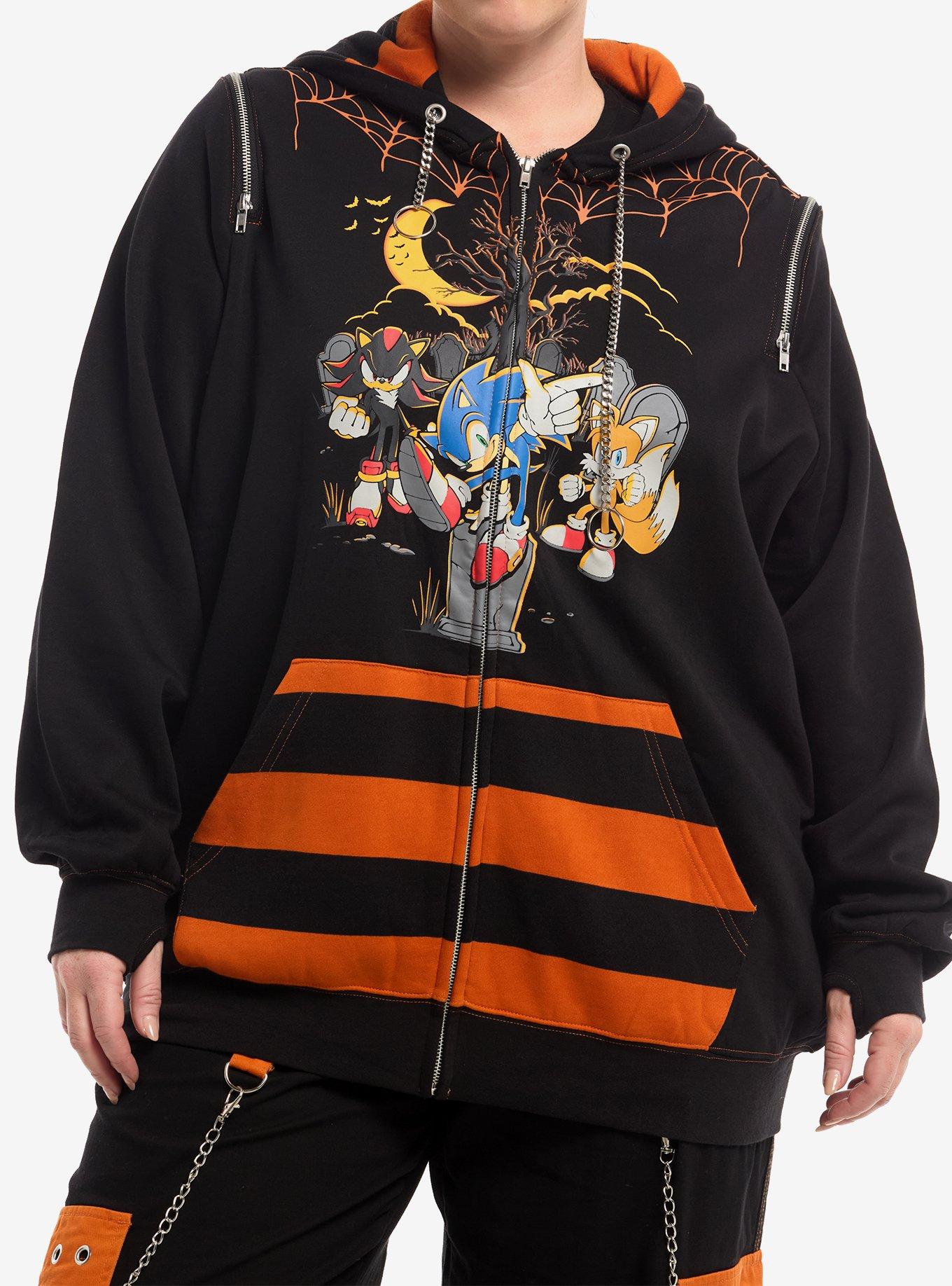 Sonic The Hedgehog Halloween Girls Cold-Shoulder Hoodie Plus Size