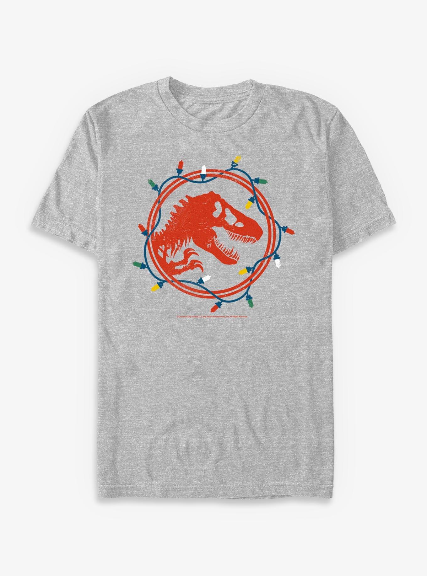 Jurassic Park Dino Skeleton Christmas Lights T-Shirt, , hi-res