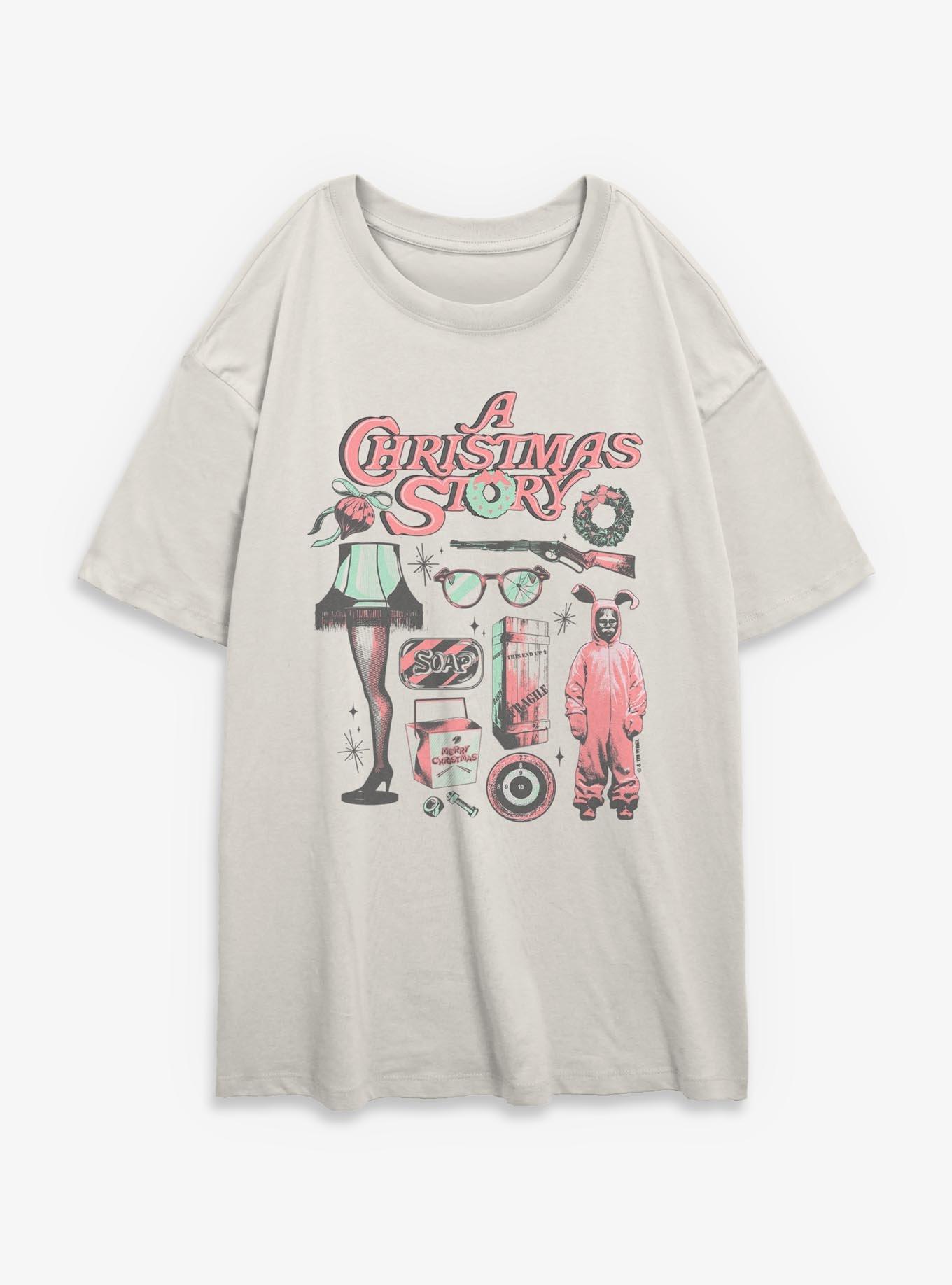 A Christmas Story Chart Icons Girls Oversized T-Shirt, , hi-res