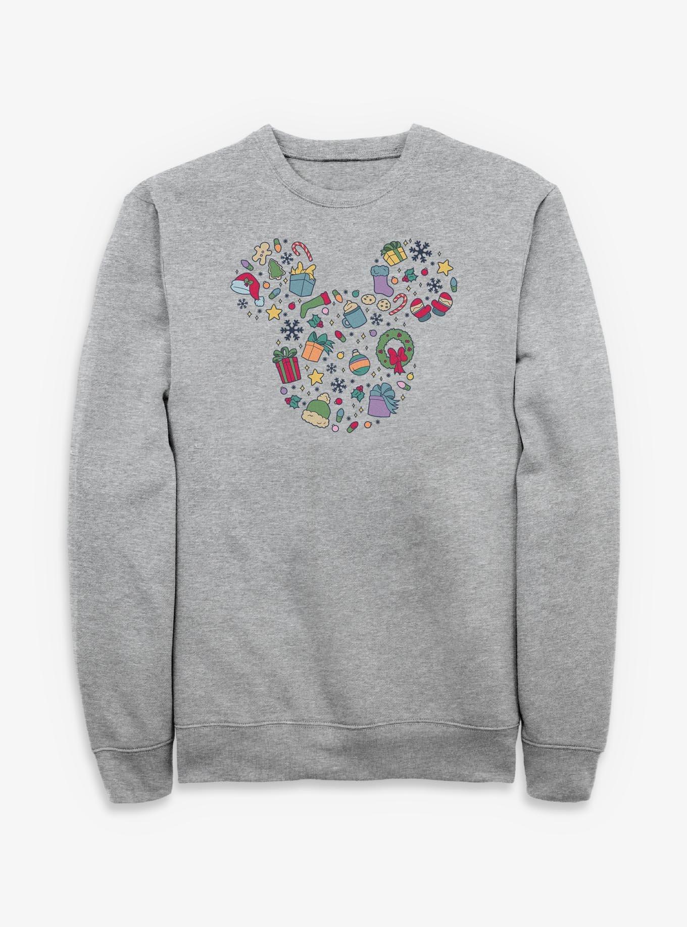 Disney Mickey Mouse Ears Christmas Icons Sweatshirt, ATH HTR, hi-res