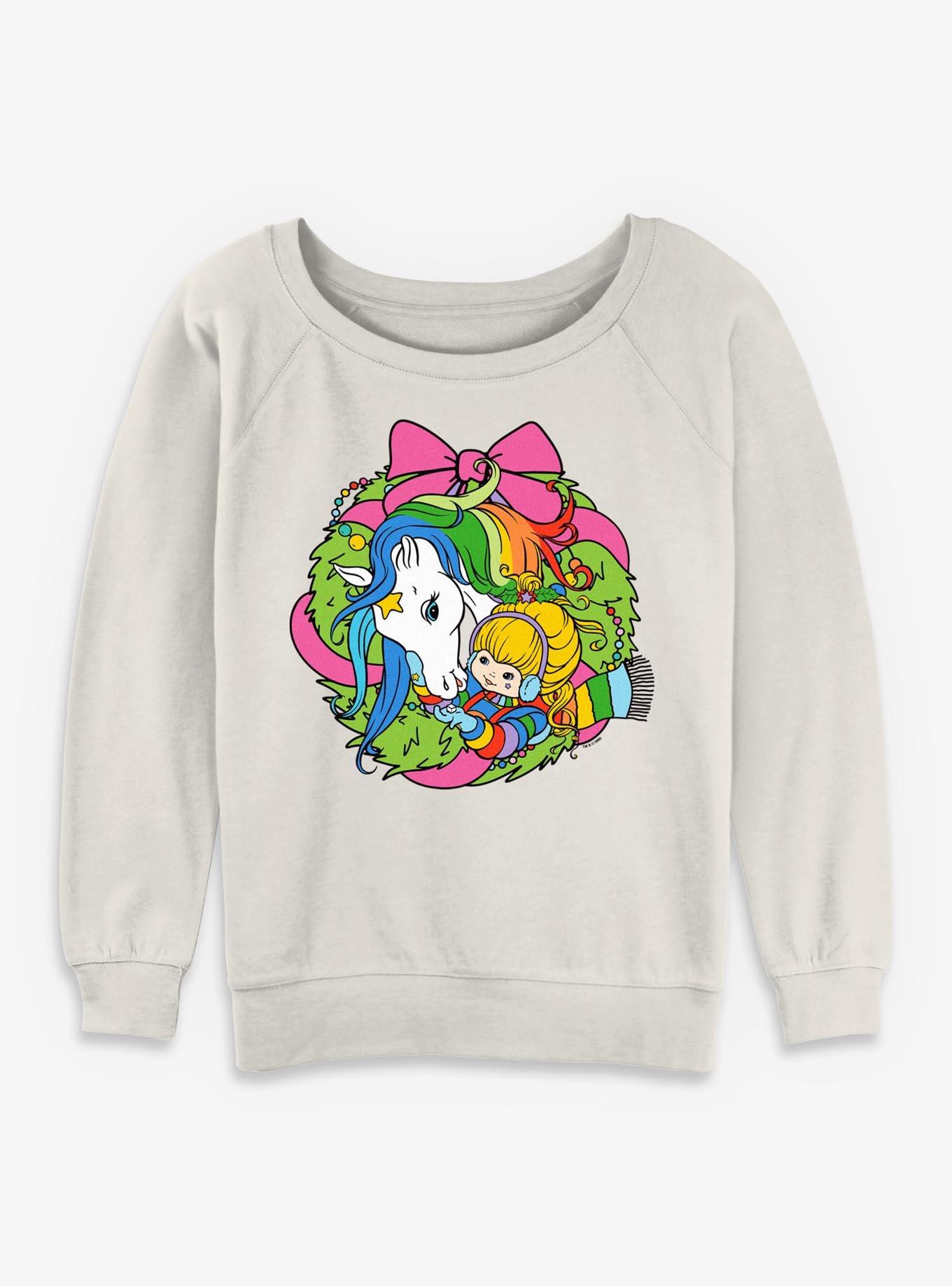 Rainbow Brite Happy Always Wreath Girls Slouchy Sweatshirt, , hi-res