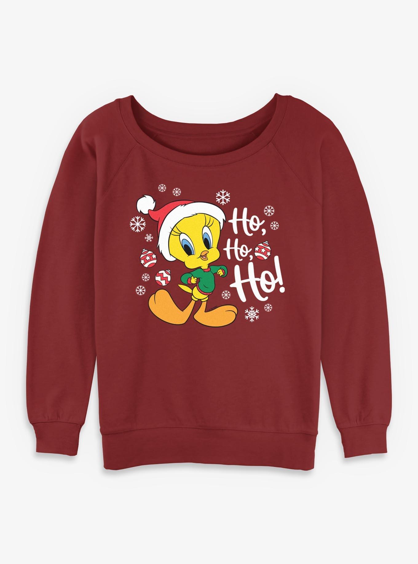 Looney Tunes Tweety Ho Ho Ho Girls Slouchy Sweatshirt