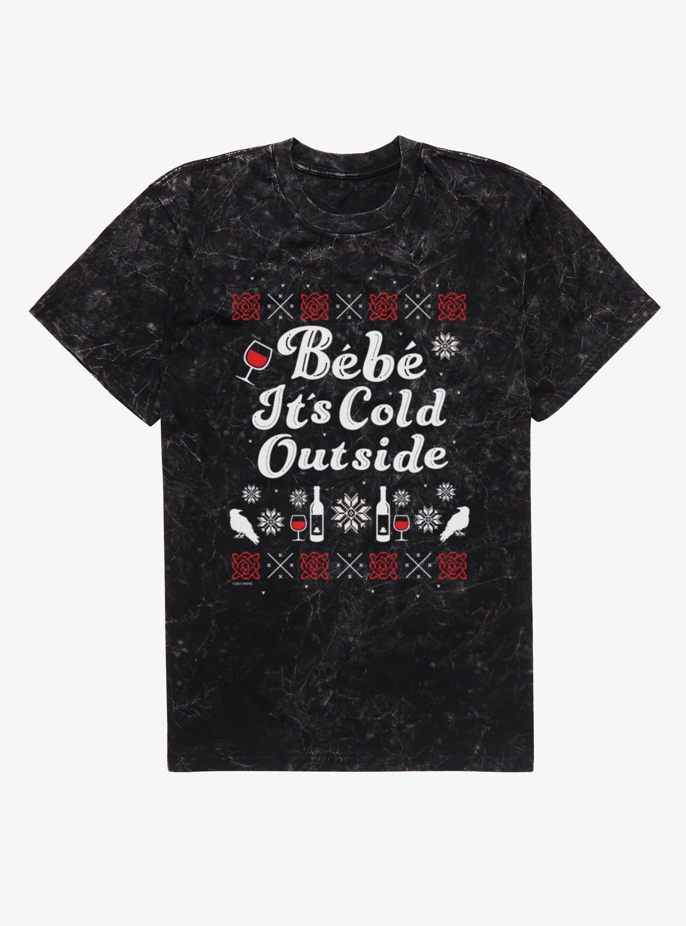 Schitt's Creek Bebe It's Cold Outside Ugly Christmas Sweater Pattern Mineral Wash T-Shirt