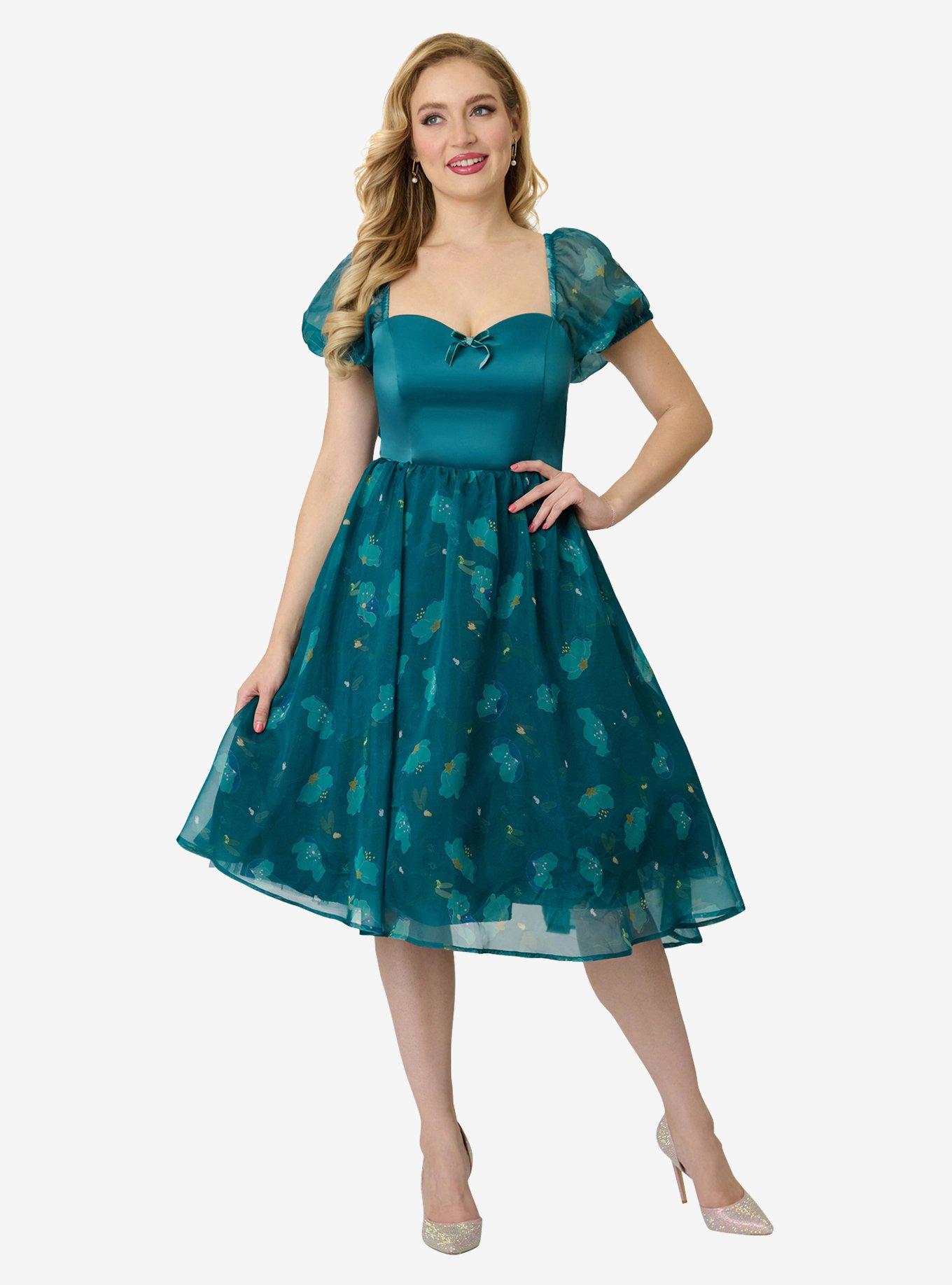 Disney Fantasia Collection by Unique Vintage Teal Fairies Light Up Swing Dress, , hi-res