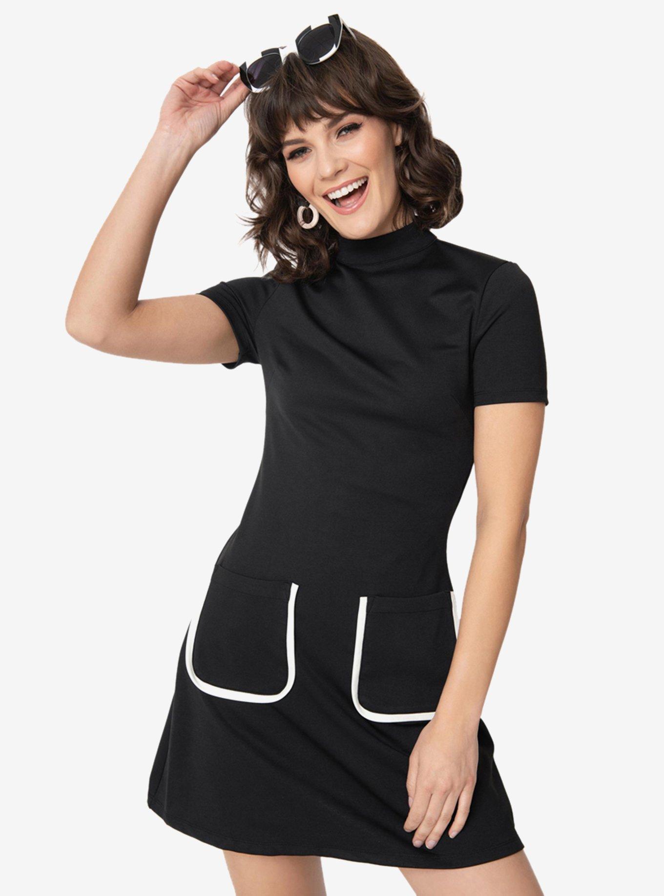 Smak Parlour Black Mock Turtleneck Wave Maker Mini Dress, , hi-res