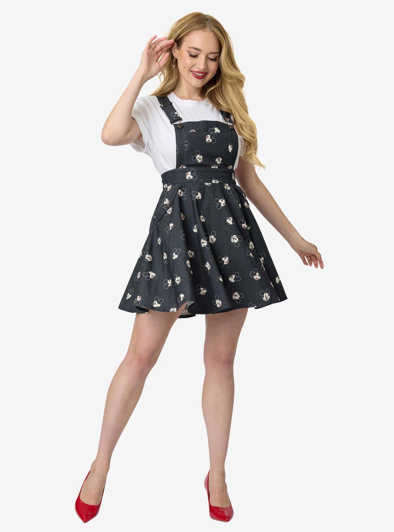 Disney Mickey & Friends Collection by Unique Vintage Mickey Face Pinafore Skirt, , hi-res