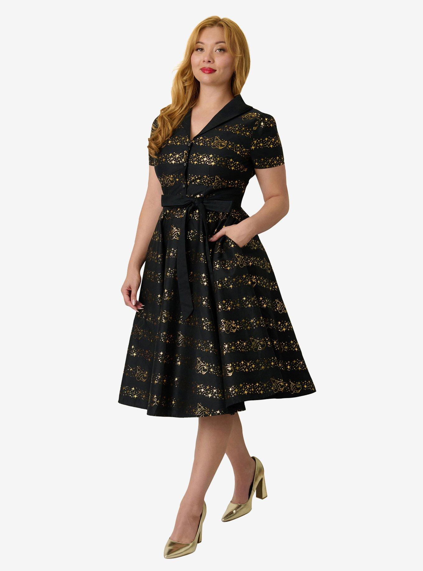 Disney Fantasia Collection by Unique Vintage Sorcerers Apprentice Cotton Swing Dress, , hi-res