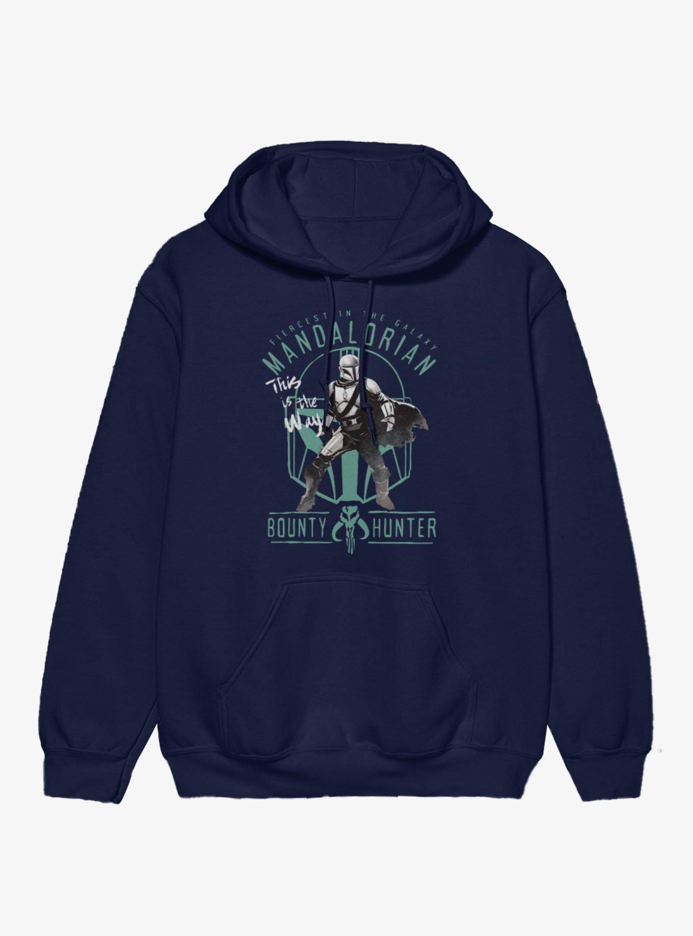 Star Wars The Mandalorian Bounty Hunter Hoodie Box Lunch Exclusive, NAVY, hi-res view 1
