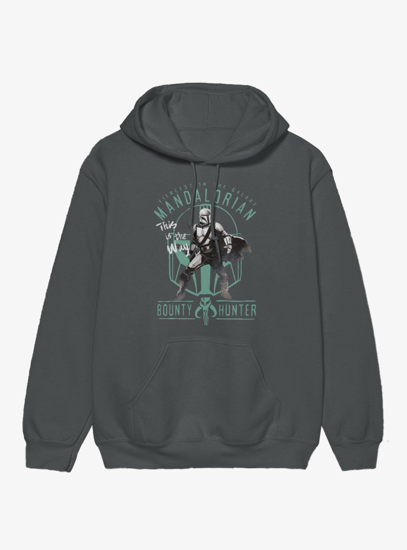 Star Wars The Mandalorian Bounty Hunter Hoodie Box Lunch Exclusive, CHARCOAL, hi-res view 1