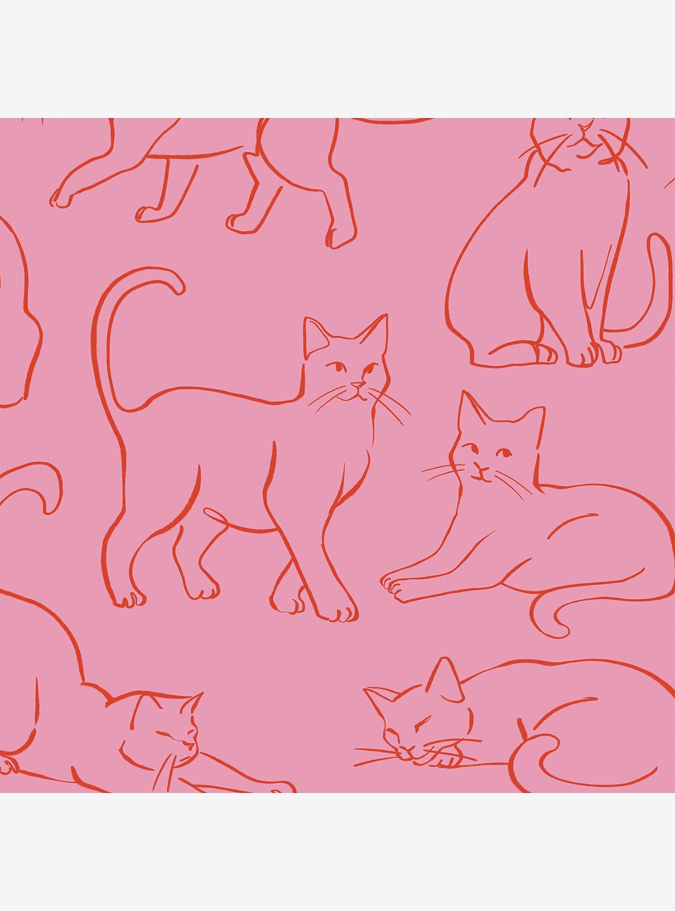 Cat Poses Pink Wallpaper, , hi-res