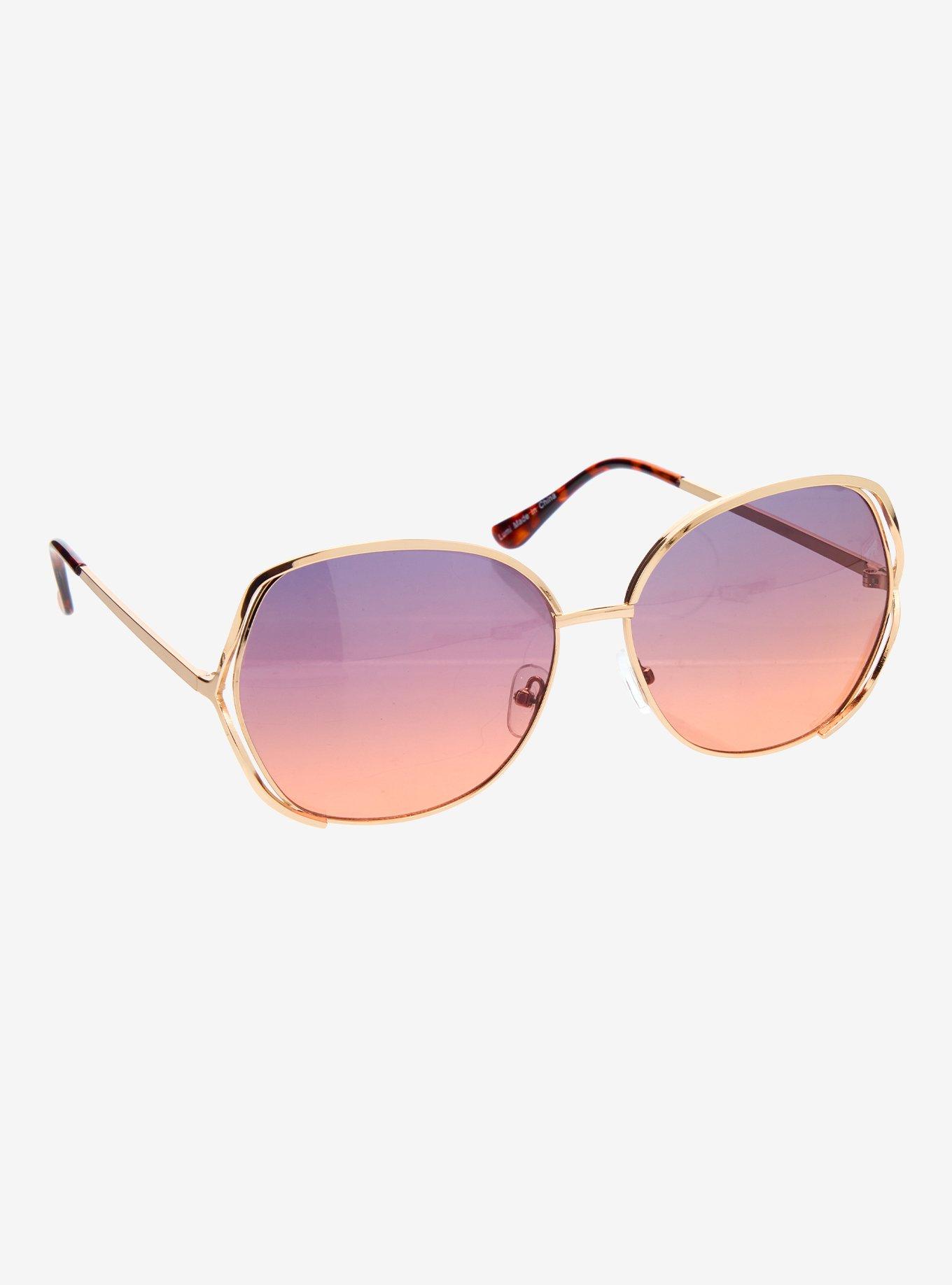 Lumi Brown Ombr&eacute; Metal Sunglasses, , hi-res