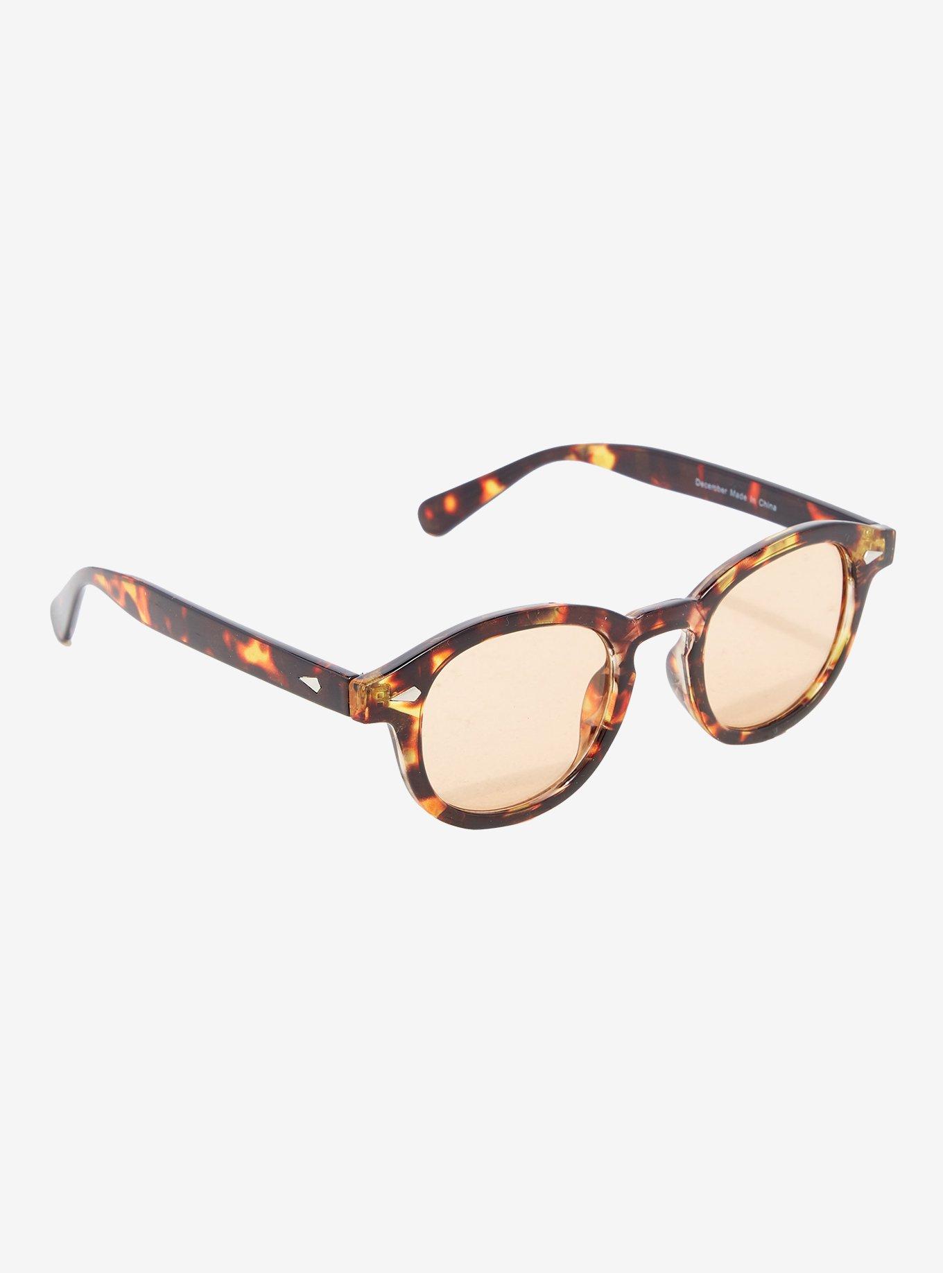 Orange Tortoiseshell Round Sunglasses, , hi-res