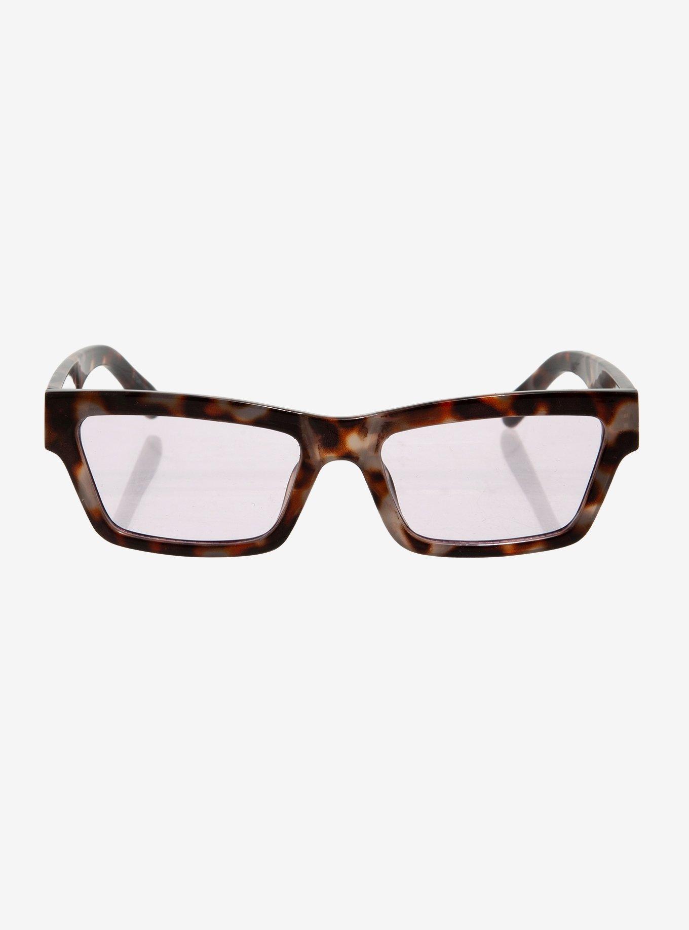 Brown Tortoiseshell Rectangular Sunglasses, , hi-res