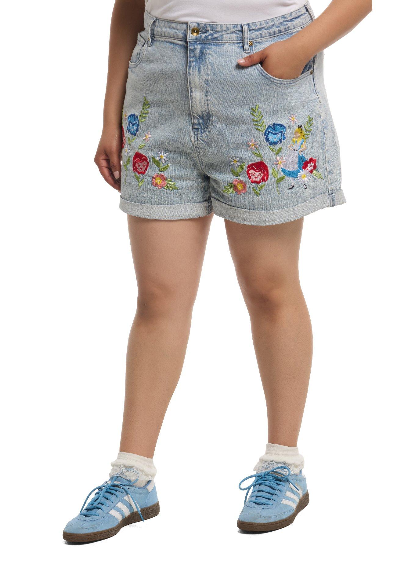Her Universe Disney Alice In Wonderland Embroidered Mom Shorts Plus Size, , hi-res