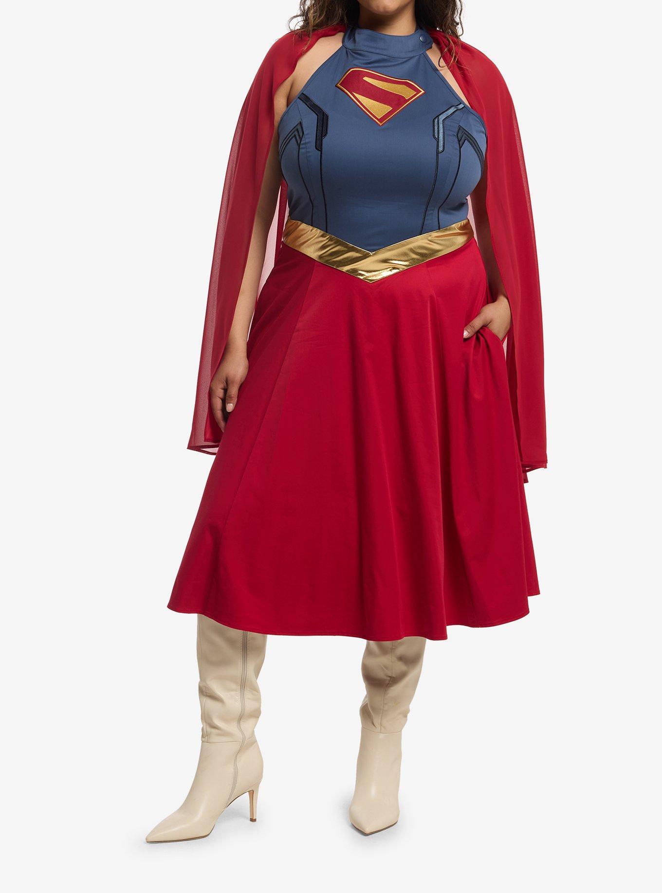 Her Universe DC Comics Supergirl Plus Size Dress with Removable Cape Her Universe Exclusive, , hi-res