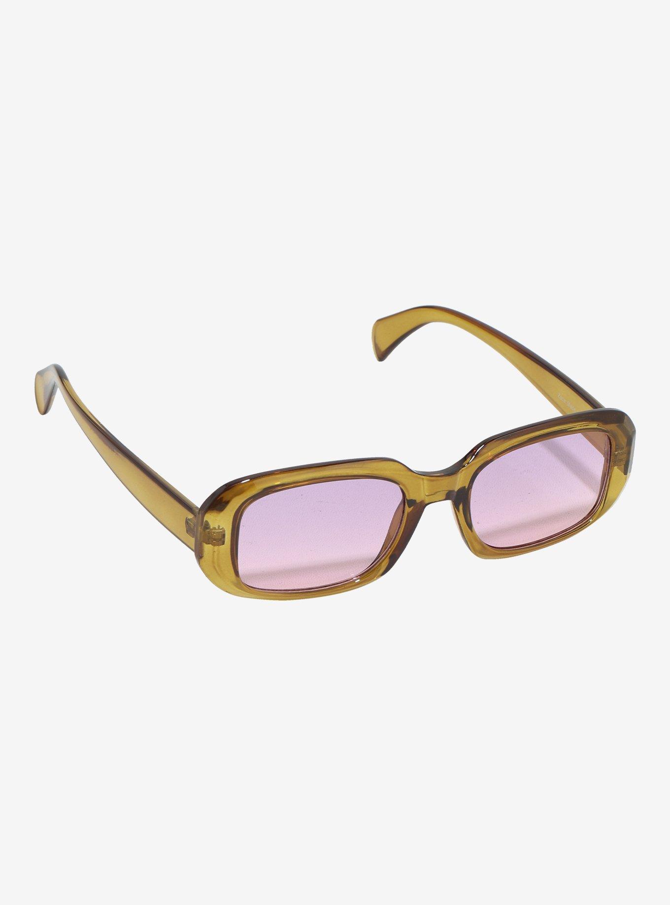 Green & Pink Rectangular Sunglasses, , hi-res